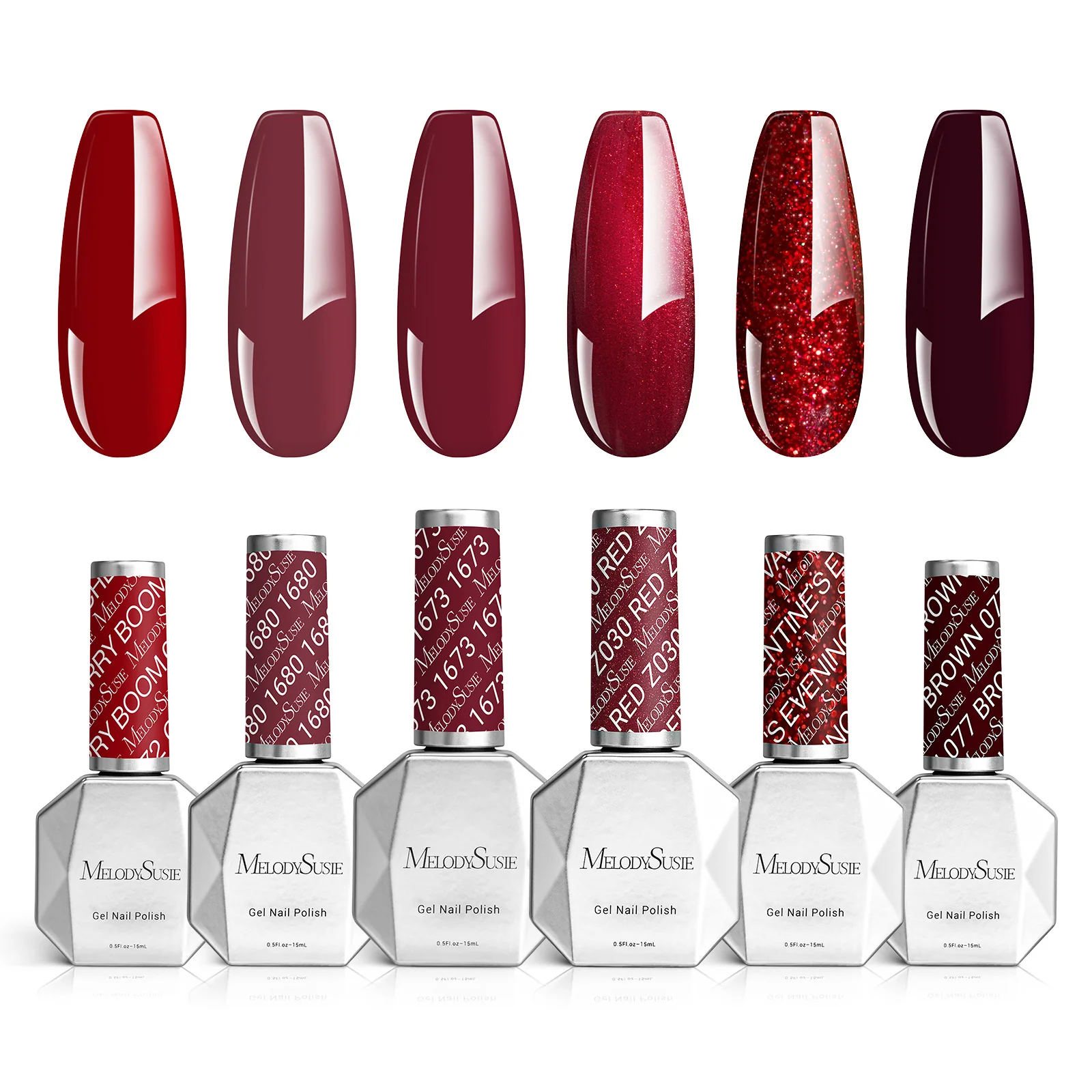 6 Colors TPO-Free Thick Gel Nail Polish Set 15ml -Charm Red