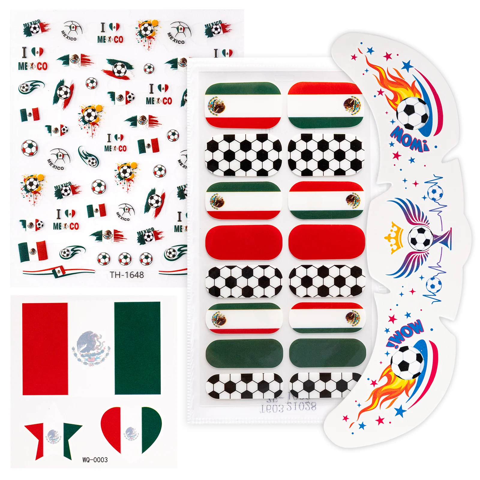 Gameday FanGlow Kit World Cup Soccer Flag Nail Strips and Face Tattoos