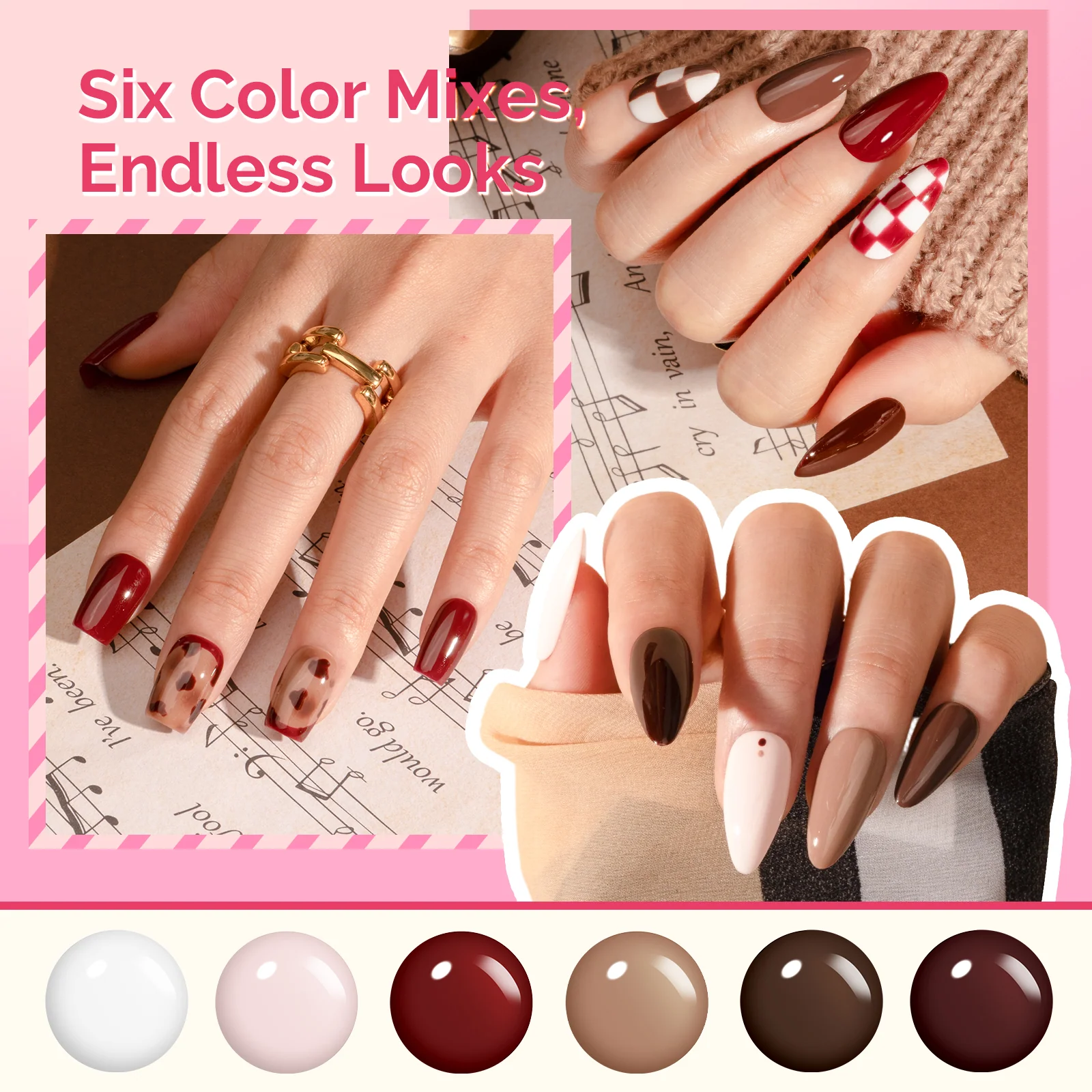 Plant-Based HEMA-Free & HPMA-Free & TPO-Free Gel Nail Polish Set - Nude Neautral Set 16.5ml 6Pcs
