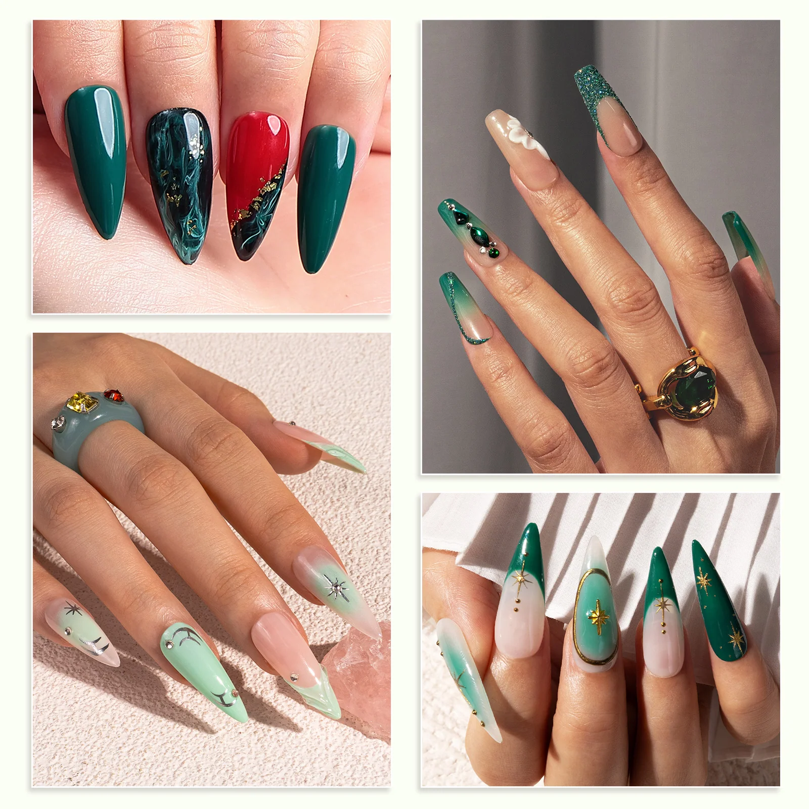 6 Colors TPO-Free Thick Gel Nail Polish Set 15ml - Spring Green