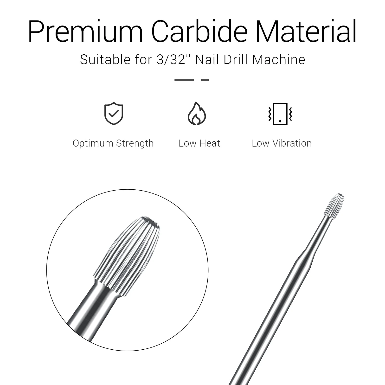Tungsten Carbide Cuticle Cleaner Safety Nail Drill Bit - Fine (1pc)