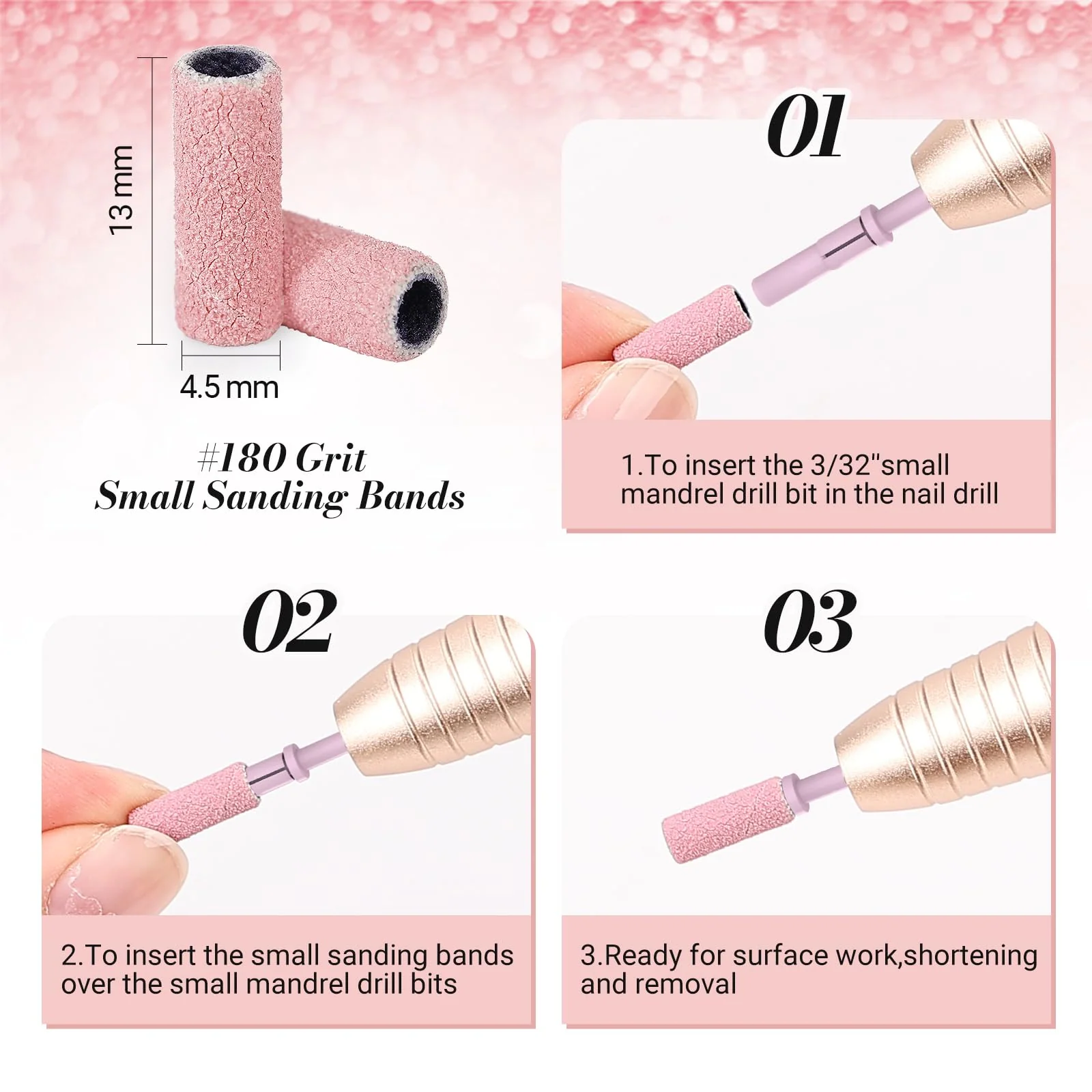 MelodySusie Small Sanding Bands Set 50 Pcs with Mandrel Bits