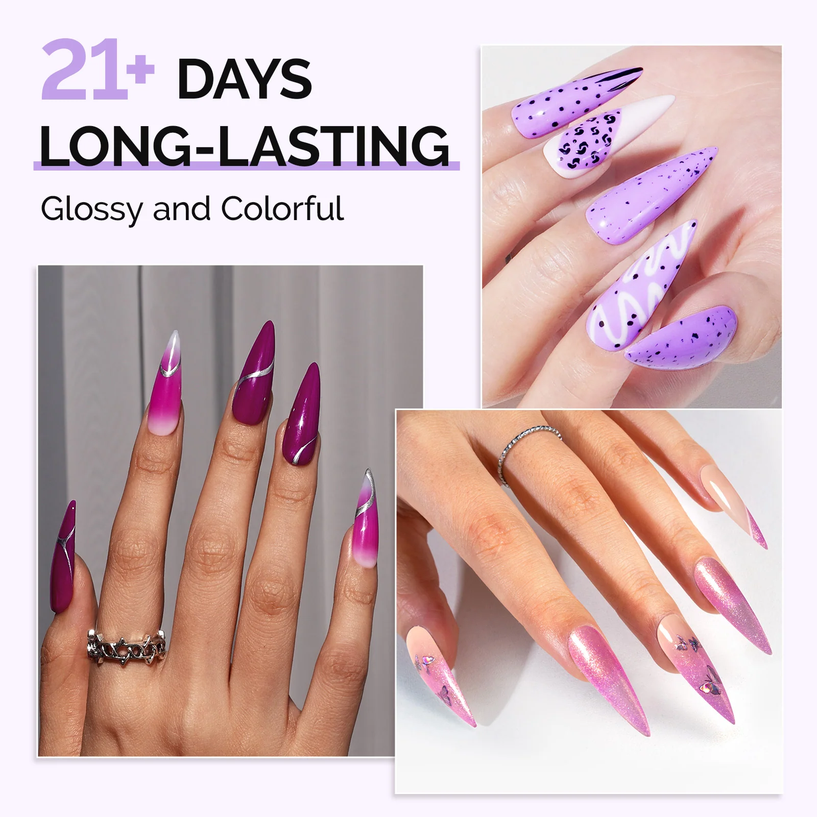 6 Colors TPO-Free Thick Gel Nail Polish Set 15ml - Purple