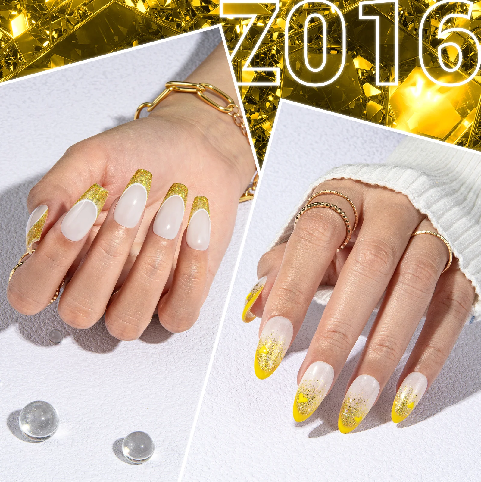 Z016 Rich Yellow Glitter - Gel Nail Polish(15ml)