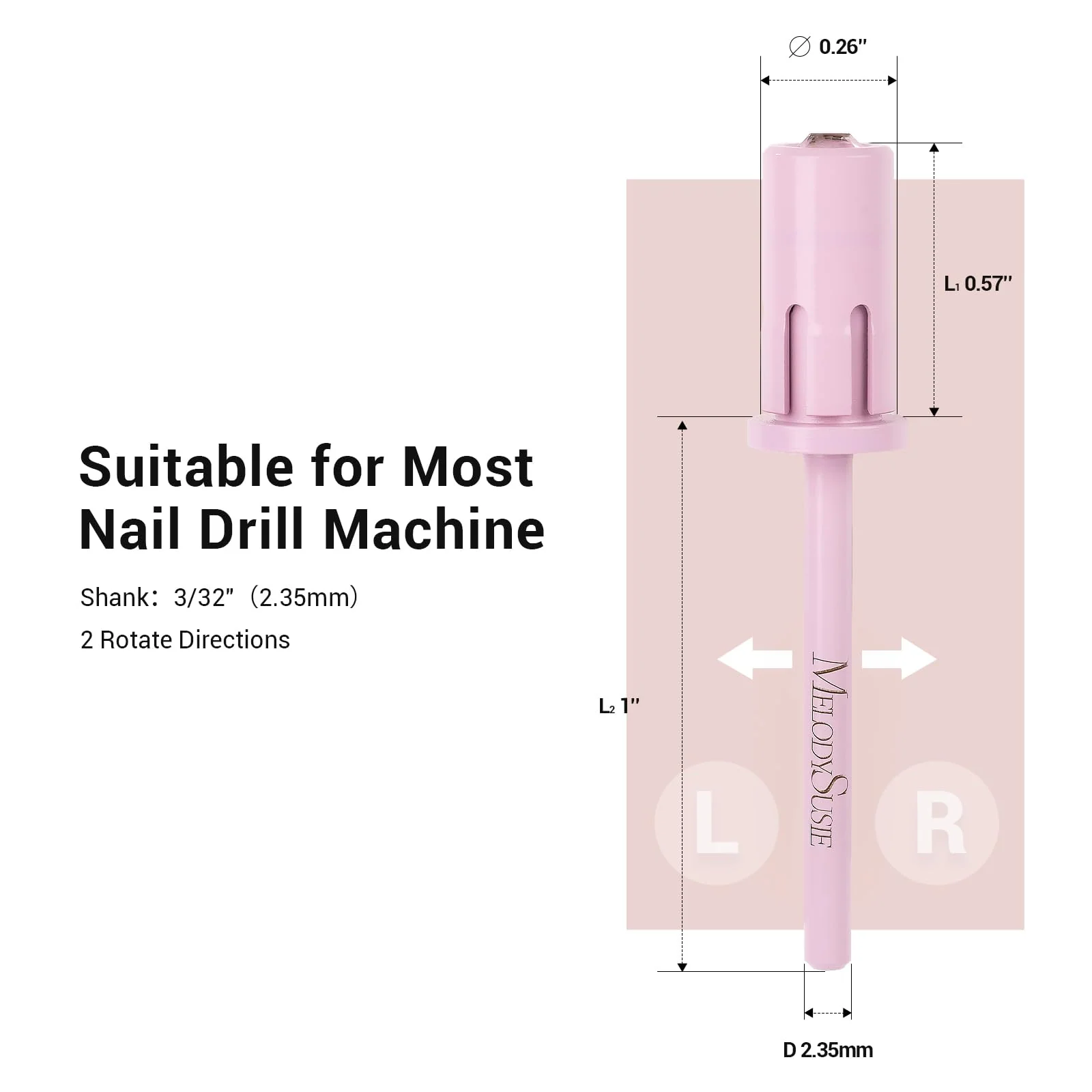 Crystal Top Barrel Shaped Mandrel Bit for 3/32 Inch Nail Drills