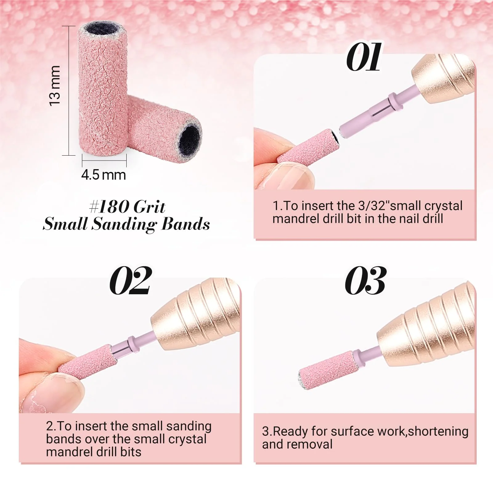 MelodySusie Small Sanding Bands Set 50 Pcs with Mandrel Bits