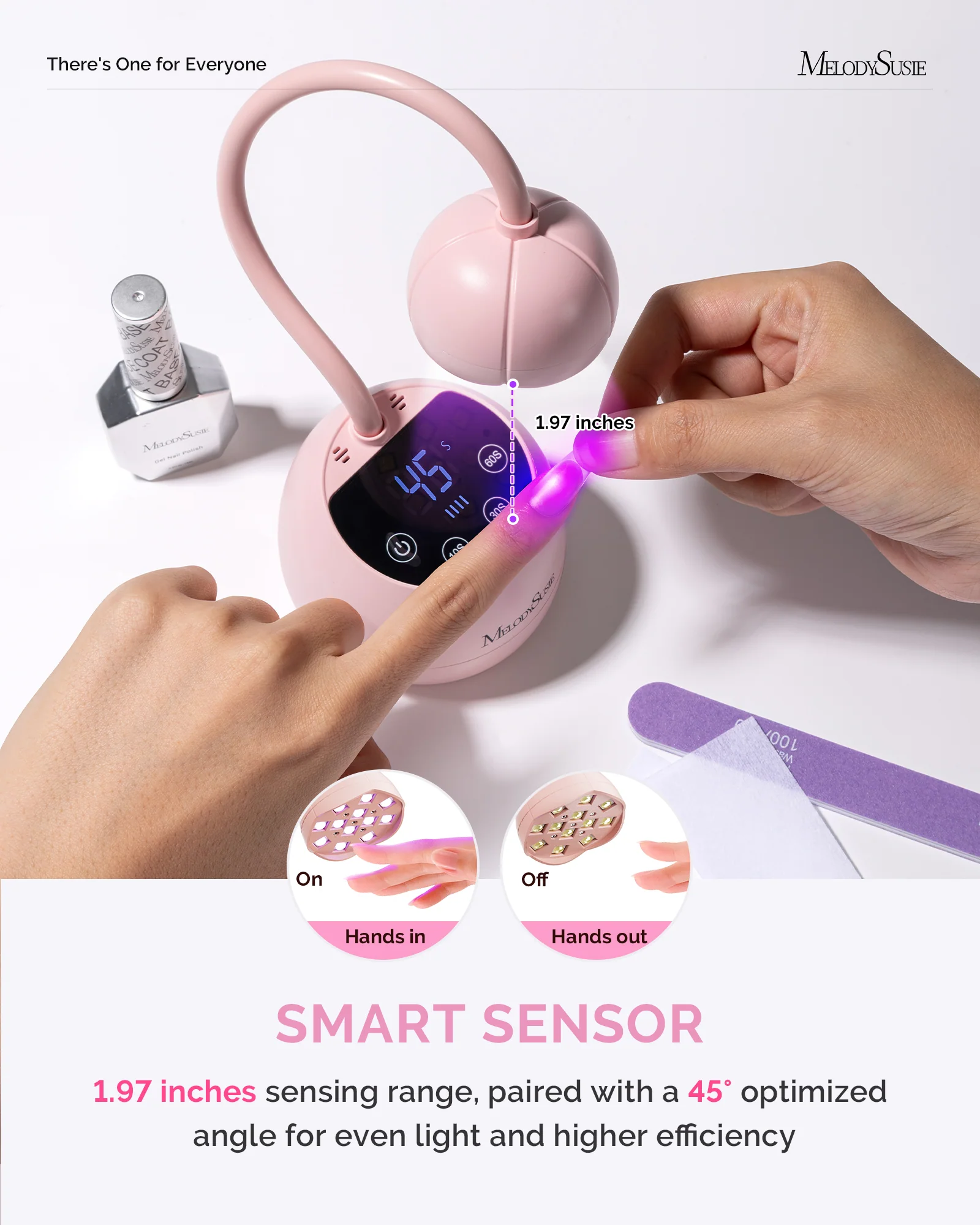 P-ArtM2 鹅颈无线 UV 美甲灯（粉色，适用于甲油胶）