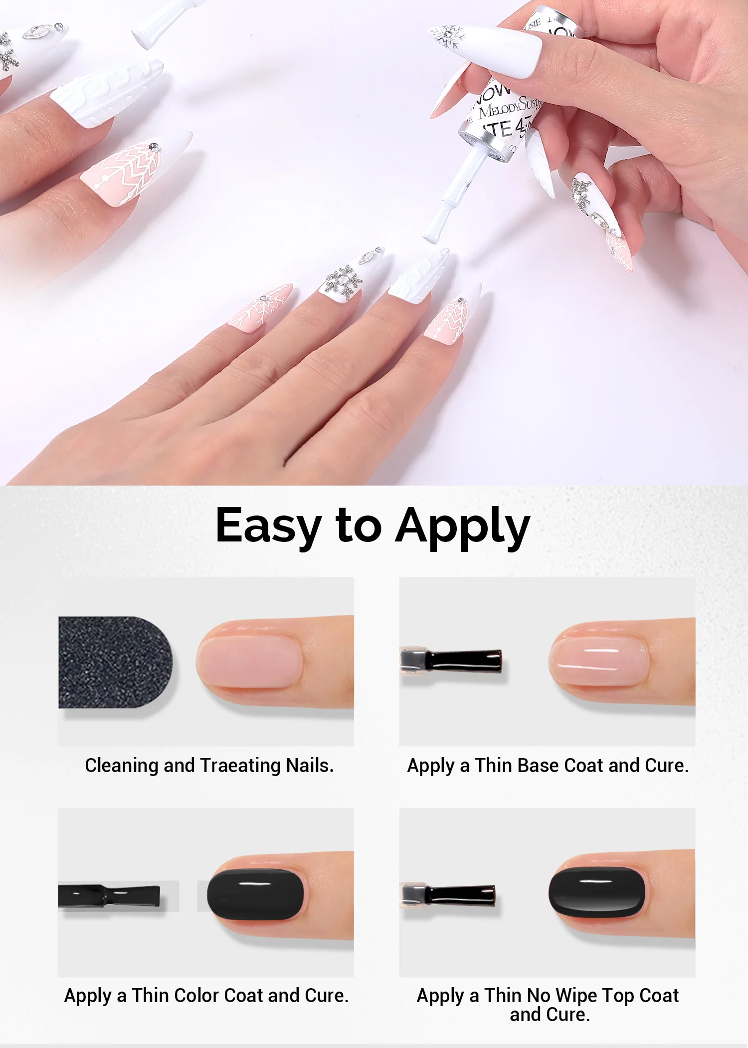 TPO-Free Thick Gel Nail Polish Nude Pink and White 2 Pack 15ml