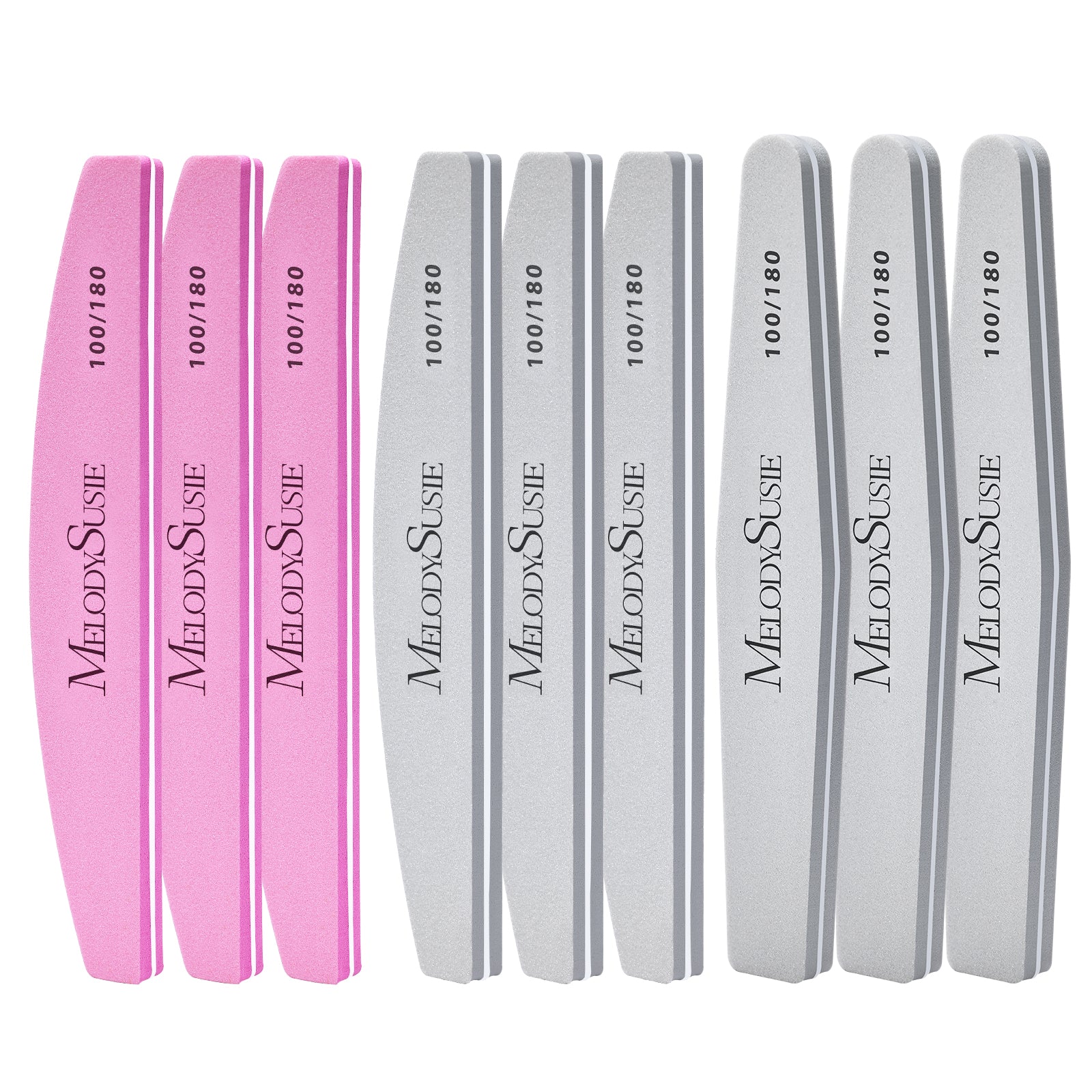LED/UV Nail Lamps & Nail Drill Bits | MelodySusie 9件半月形美甲抛光条套装，100/180目
