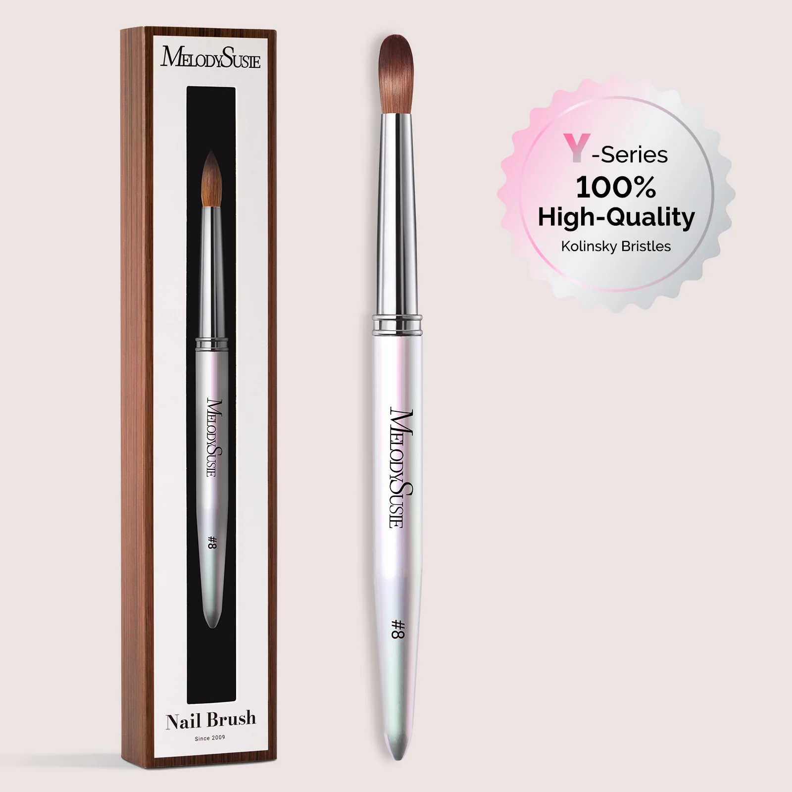 Y-Series 100% Kolinsky Acrylic Nail Brush with Prism Handle