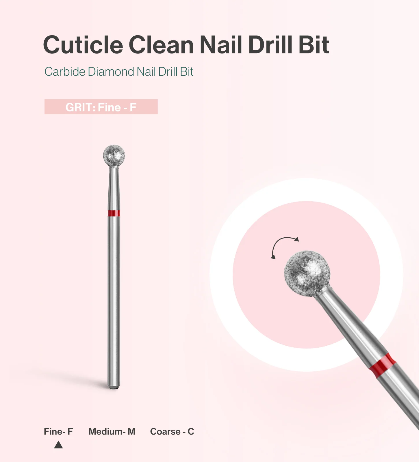 Ball Shape Carbide Diamond Under Nail Cleaner Drill Bit for Cuticles