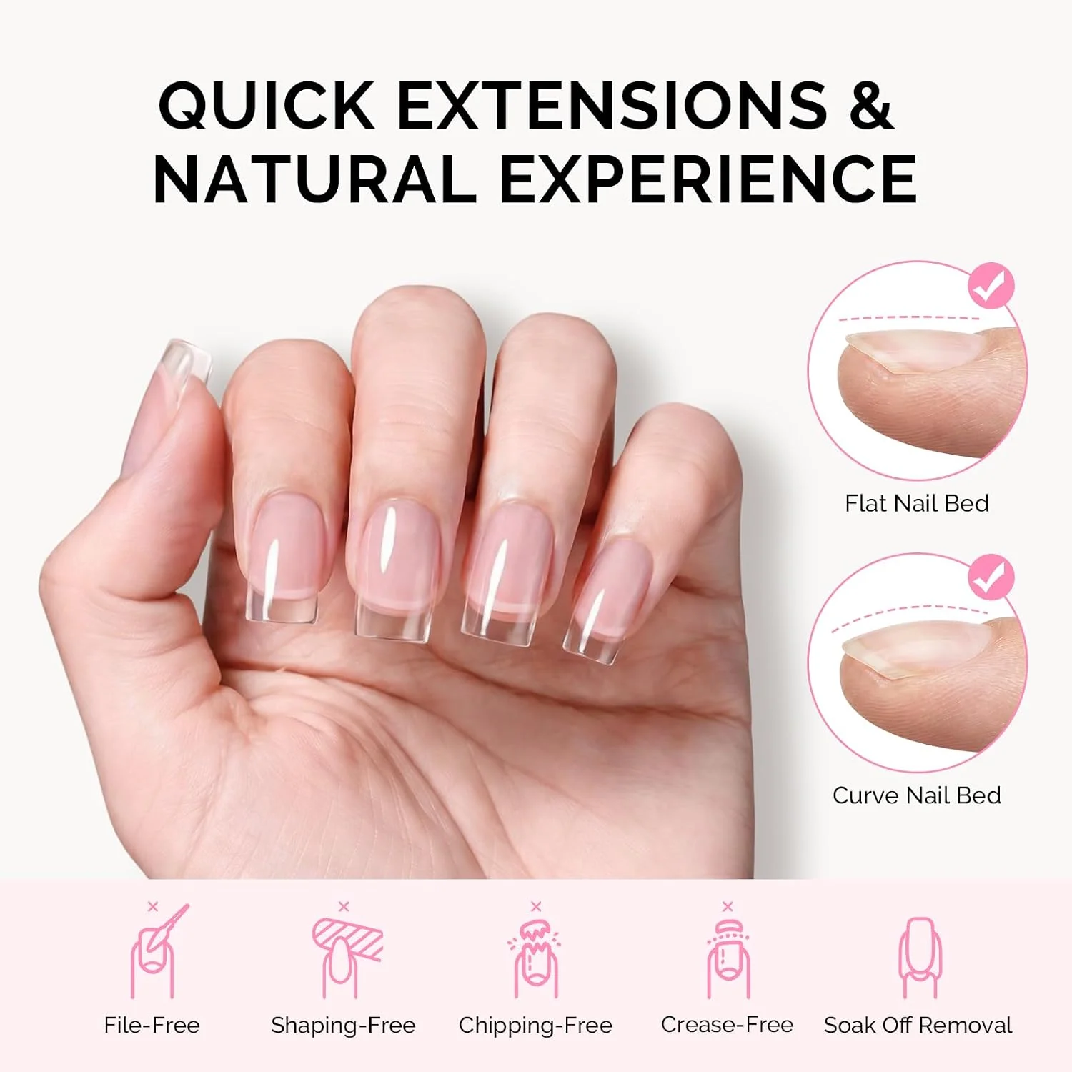160Pcs Half Matte Clear Acrylic Full Cover Nail Tips, 16 Sizes