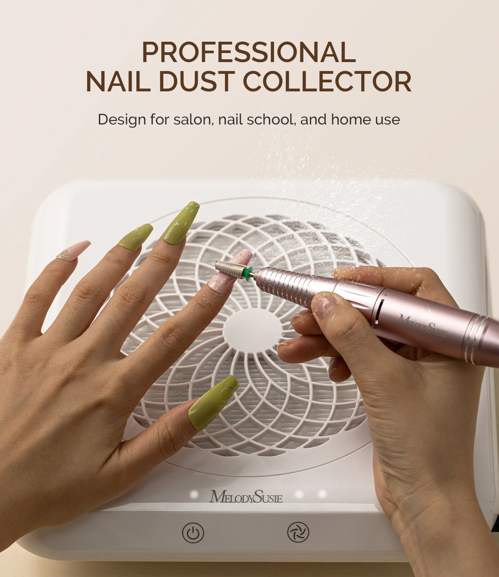 SProF Nail Dust Collector in White with Reusable Filter and Non-Slip Base
