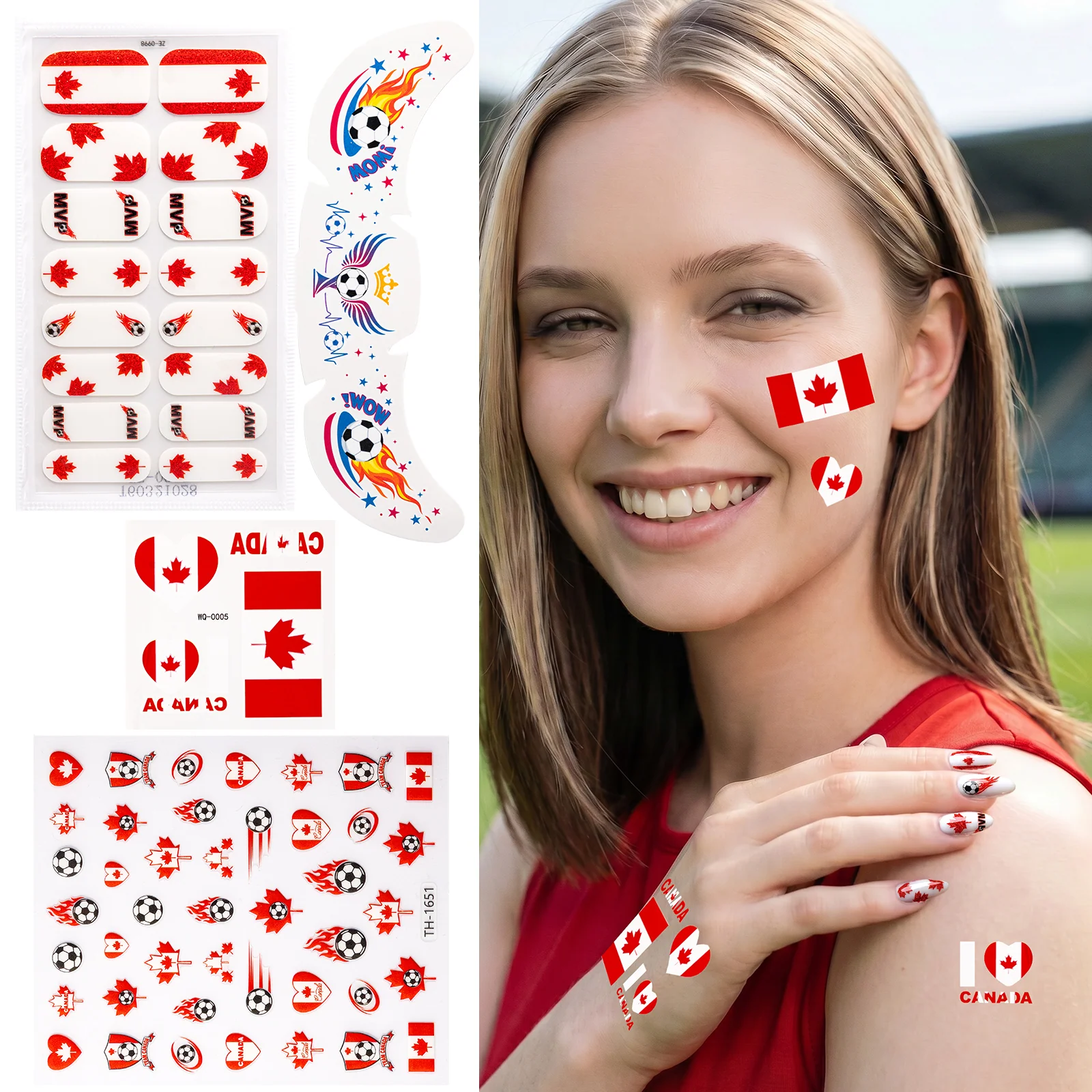 Gameday FanGlow Kit World Cup Soccer Flag Nail Strips and Face Tattoos