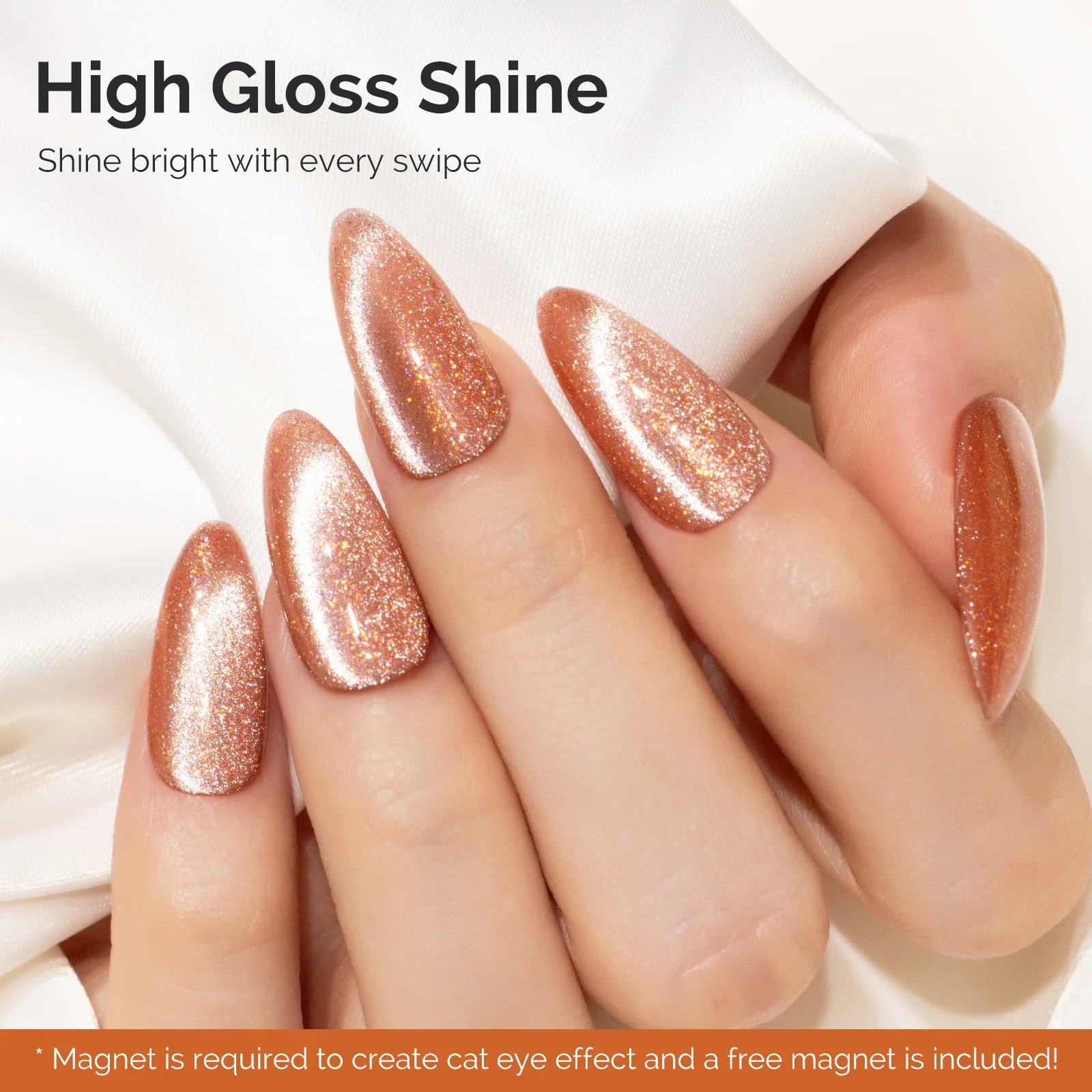 Jeweliver Cat Eye HEMA-Free & TPO-Free Gel Nail Polish 0.5 fl oz/15ml - Gold Pink 1401