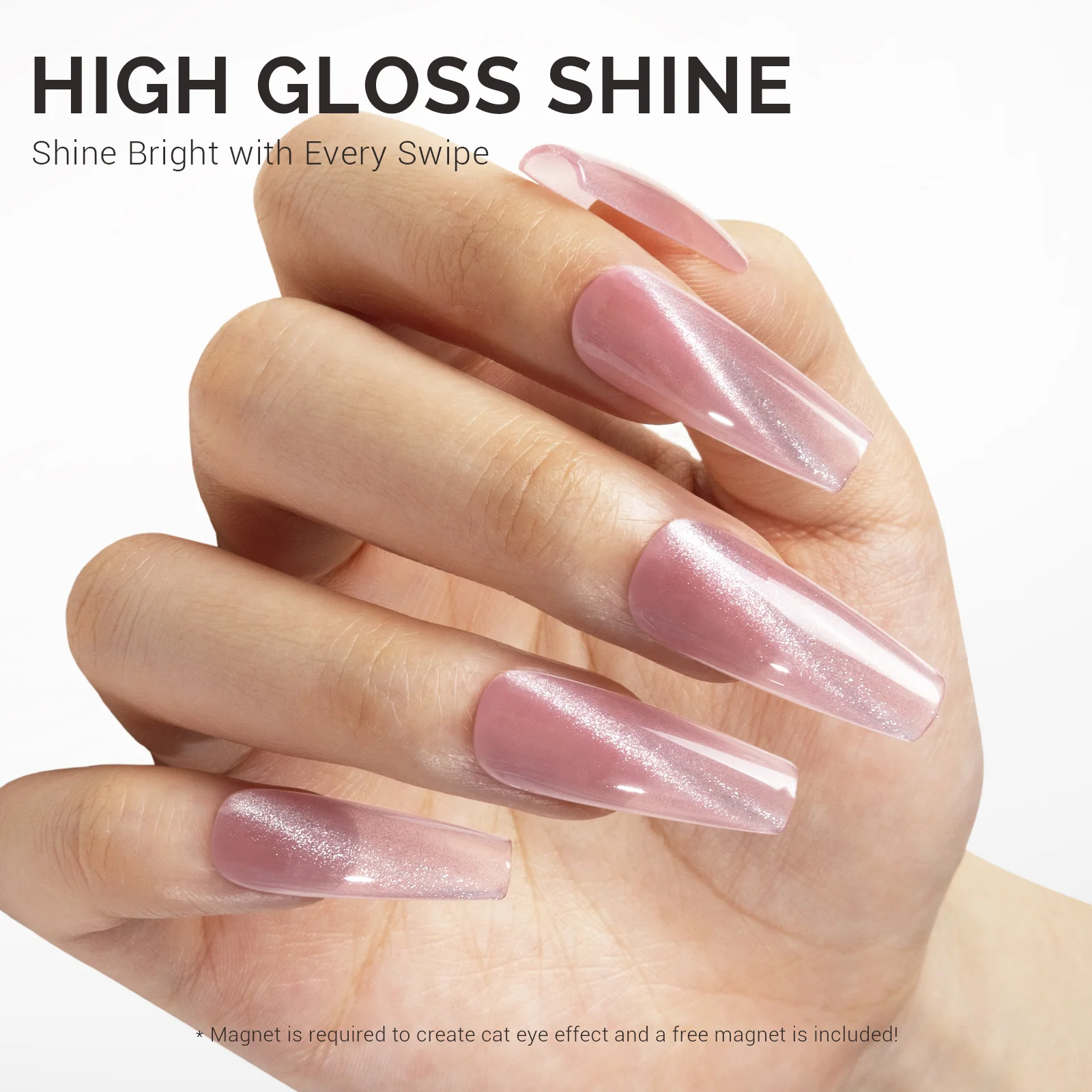 Jeweliver Cat Eye Gel Nail Polish 0.5 fl oz/15ml - Cherry Blossom Pink C04