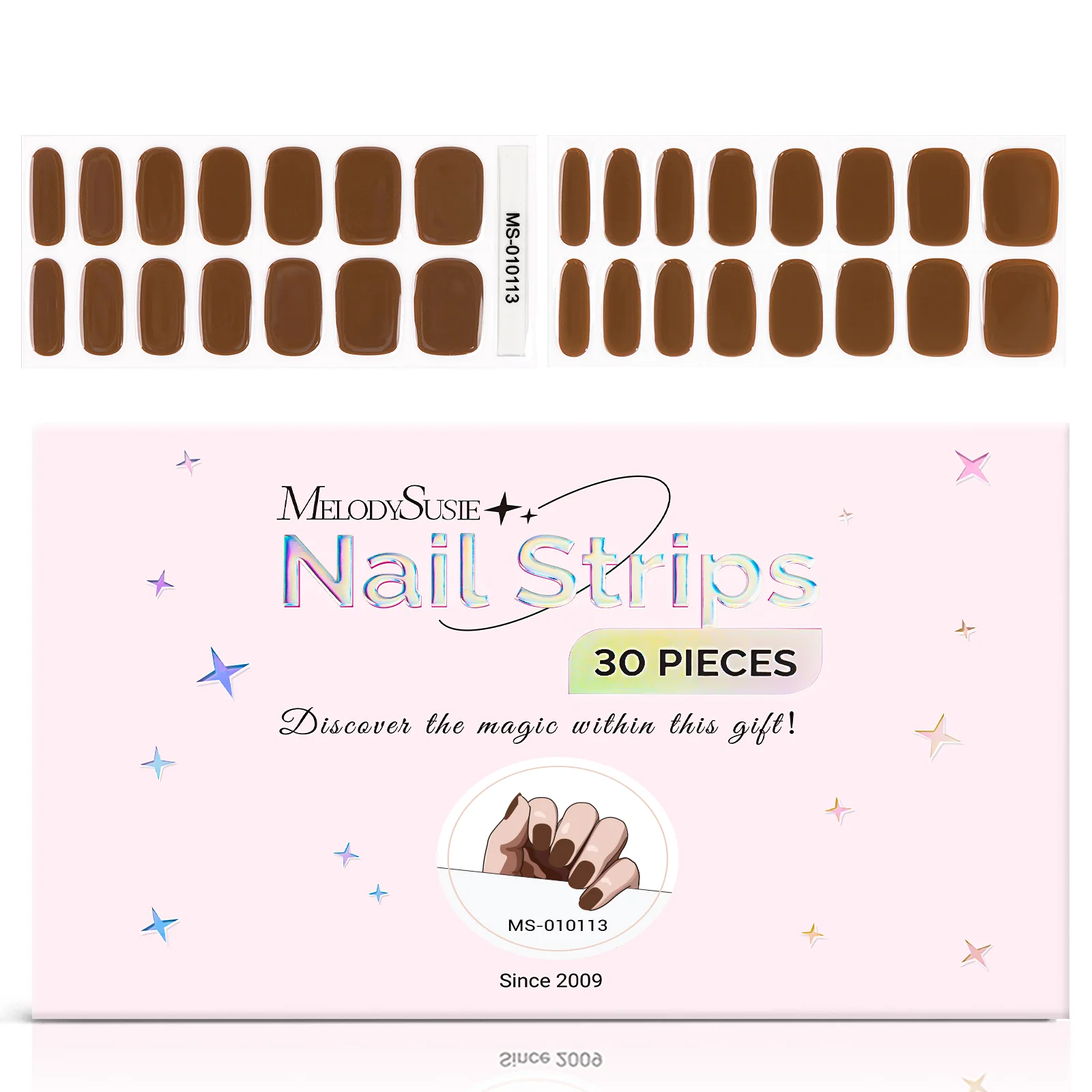 MelodySusie Semi Cured Gel Nail Strips with 3D and 5D Stickers