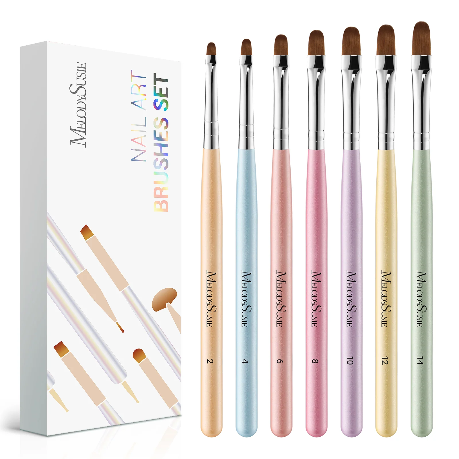 Gel Nail Art Brush Set, 7 Pieces for Detailed Nail Work