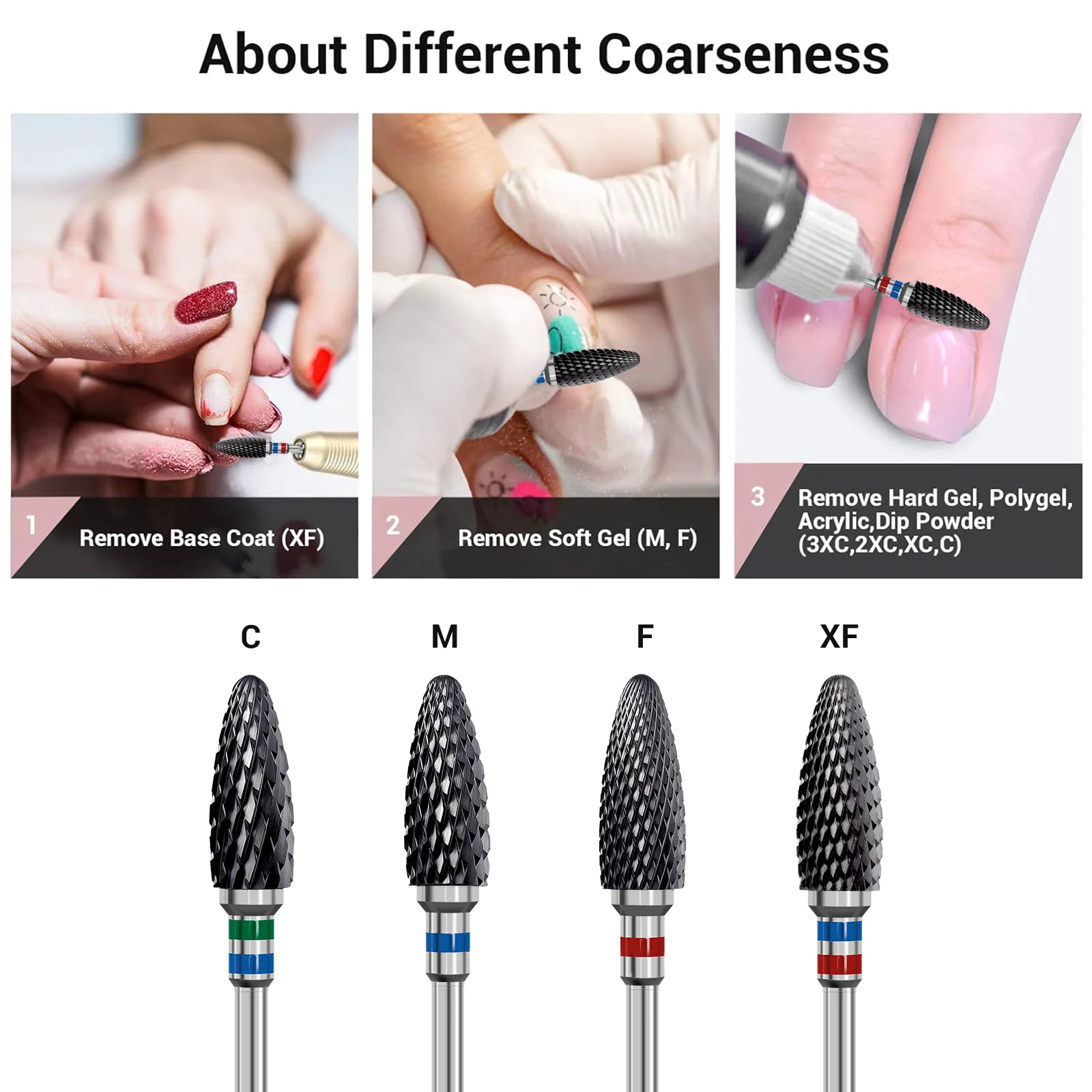 Ceramic Nail Drill Bit Black for Gel and Acrylic Removal