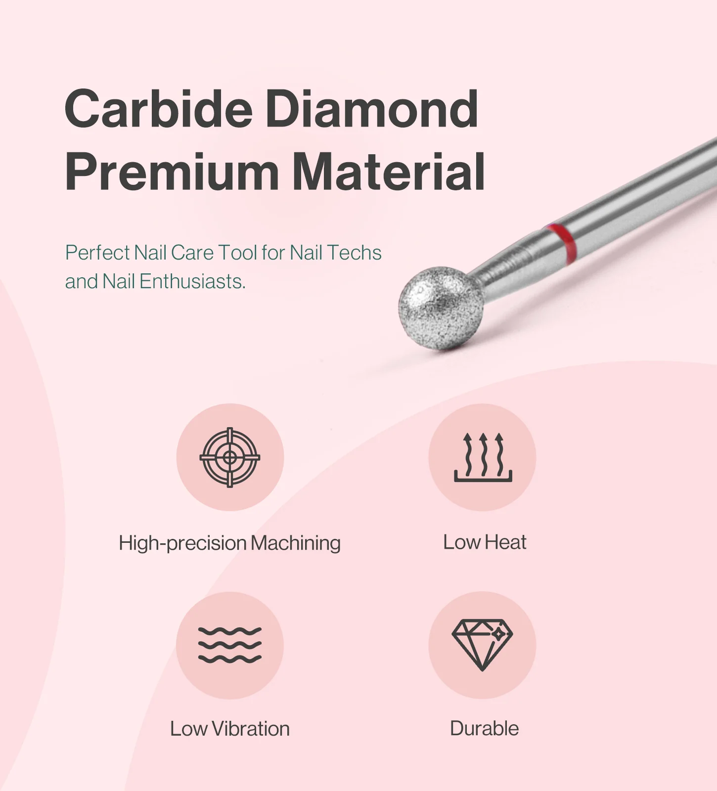 Ball Shape Carbide Diamond Under Nail Cleaner Drill Bit for Cuticles