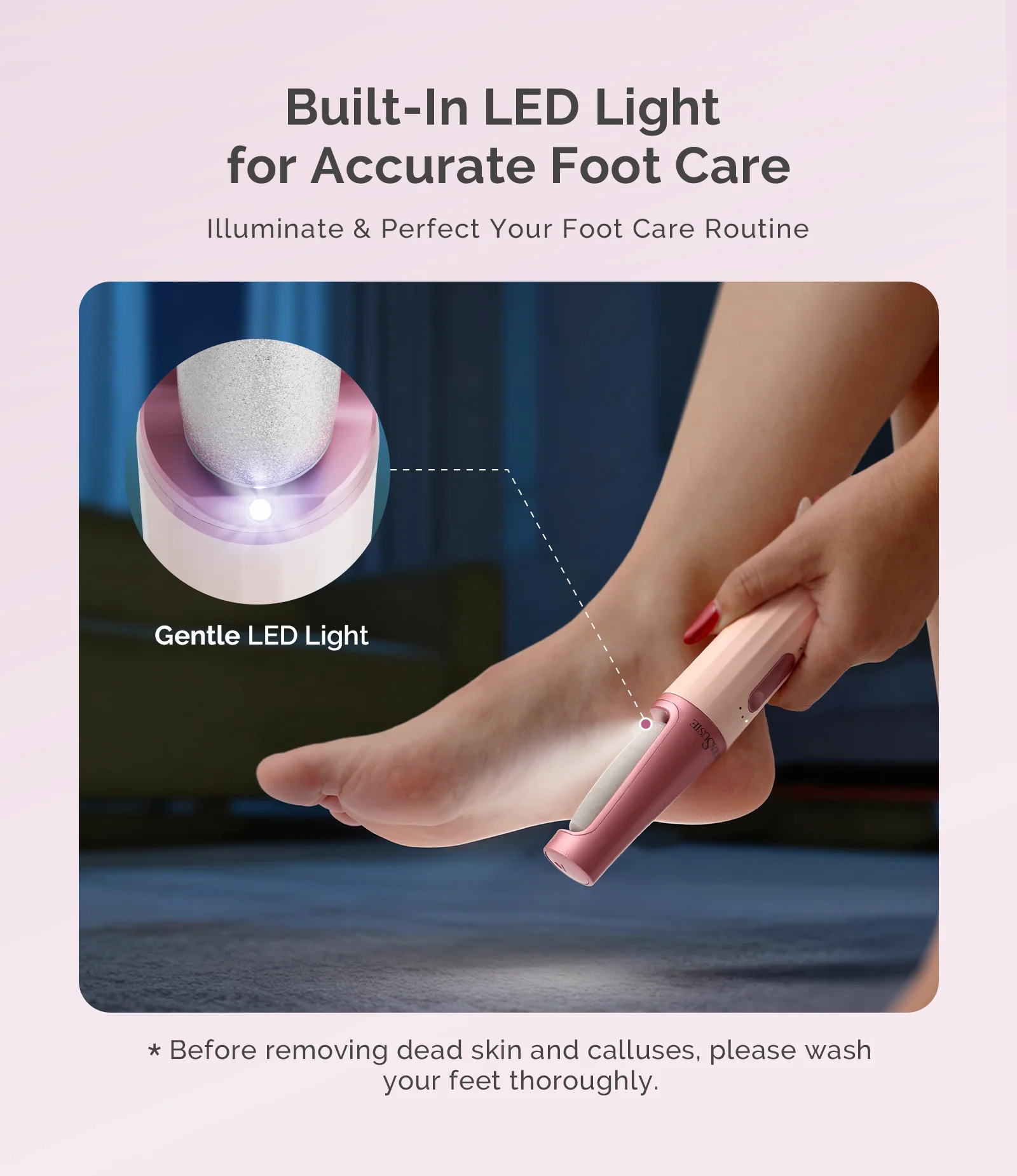 PC800G Rechargeable Feet Callus Remover in Pink Rose