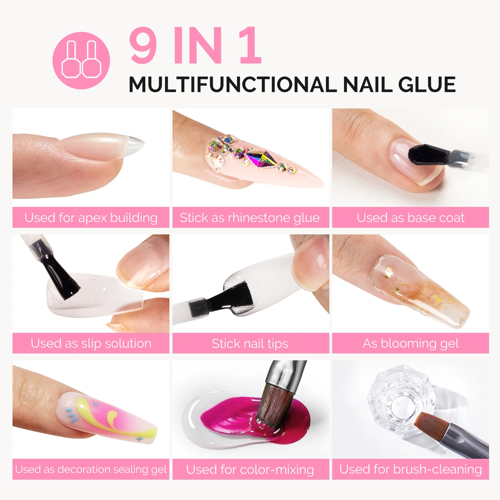 All-in-One Press-On Toenails Kit with Nail Tips and Application Tools