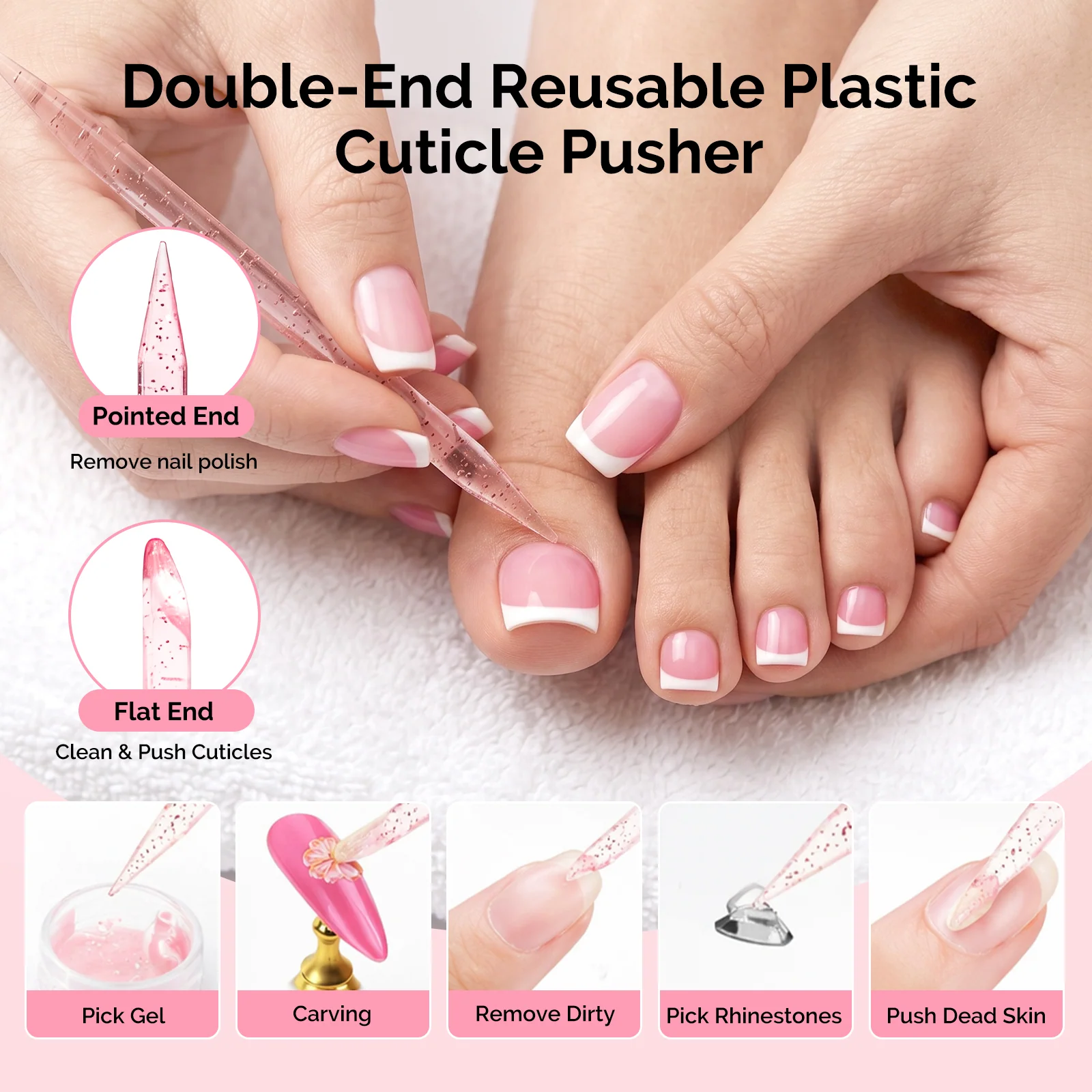 All-in-One Press-On Toenails Kit with Nail Tips and Application Tools