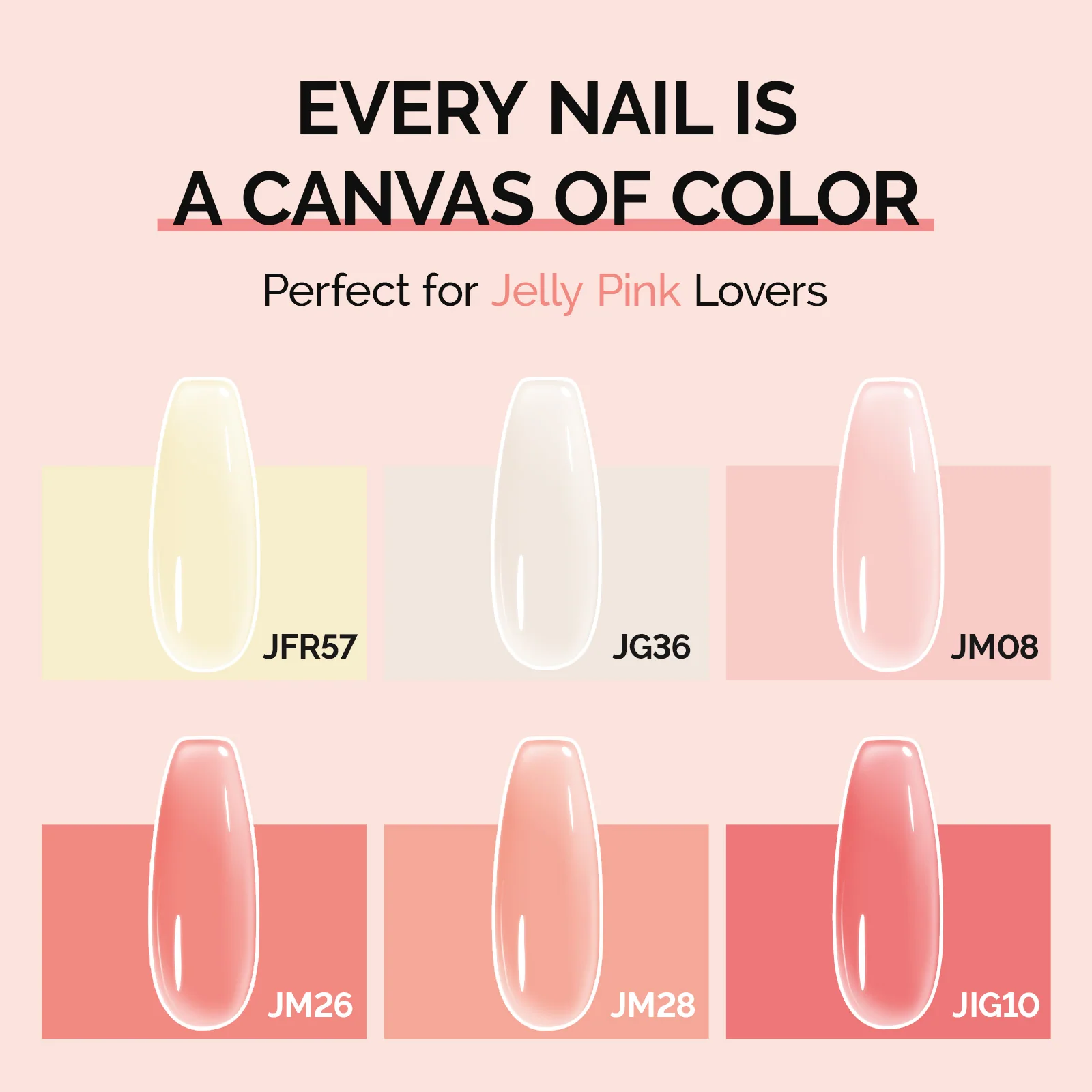 Jeweliver 果冻 TPO-Free 甲油胶套装 6 色 15ml - 果冻粉