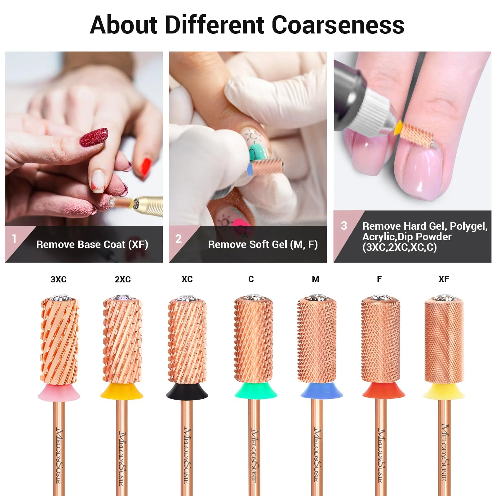 Crystal Top Large Barrel Carbide Nail Drill Bit in Rose Gold