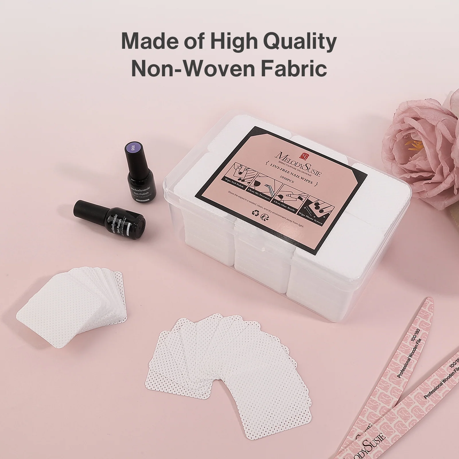 1050 Pcs Lint Free Nail Wipes in a Storage Box