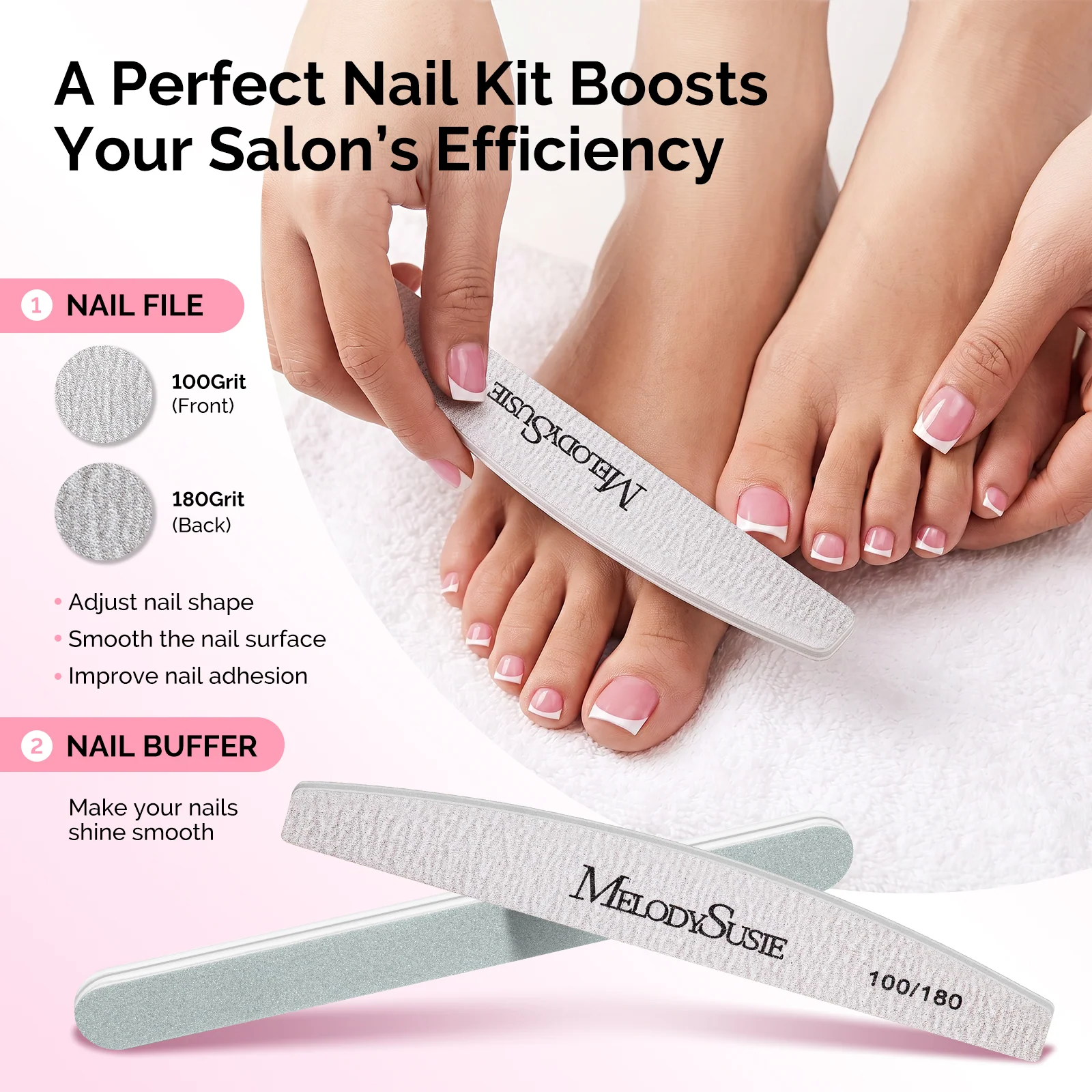 All-in-One Press-On Toenails Kit with Nail Tips and Application Tools