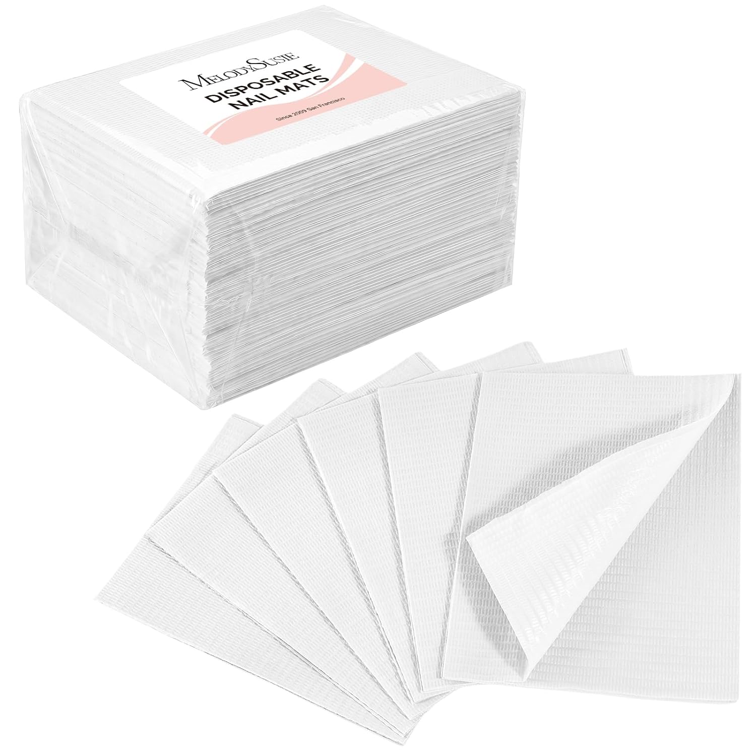 MelodySusie Disposable Nail Mats 3-Ply Absorbent Table Pads 50 Pcs