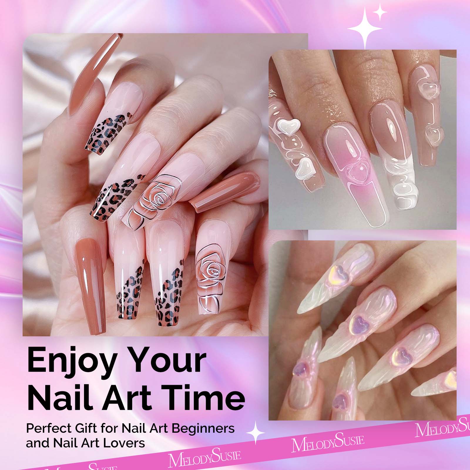 Acrylic Nail Brush Set 4Pcs in Rose Gold for Nail Application