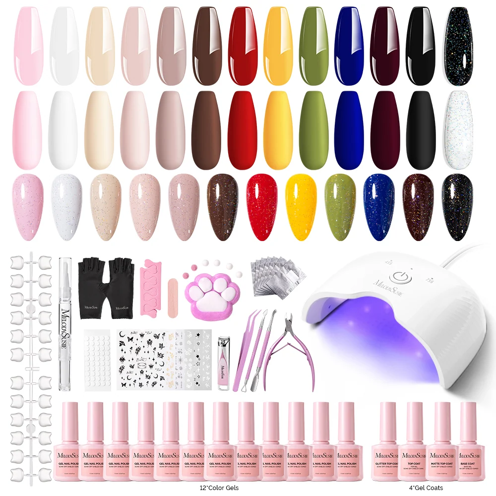 Melodysusie Gel Nail Polish Kit with UV Light for Beginners