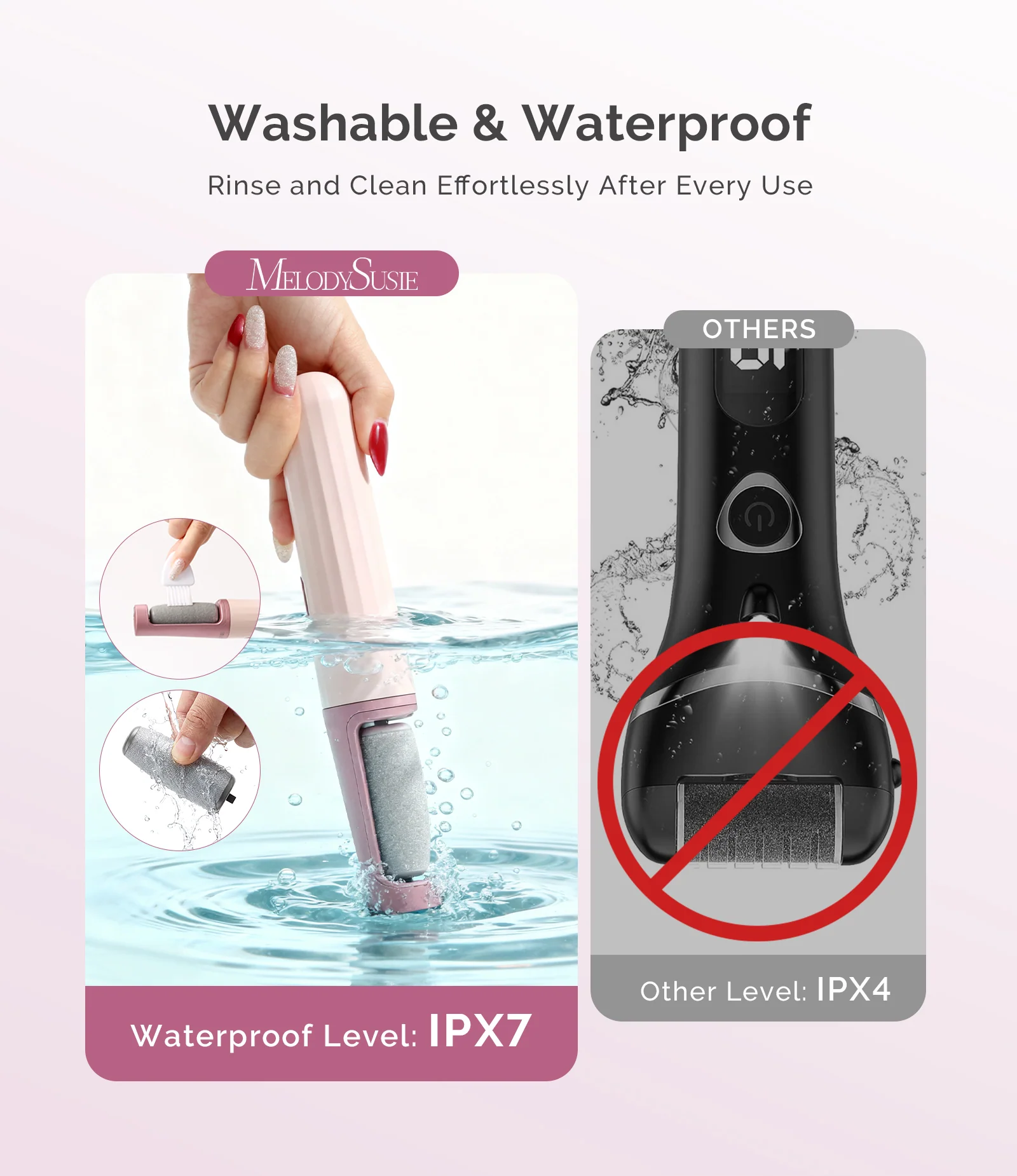 PC800G Rechargeable Feet Callus Remover in Pink Rose