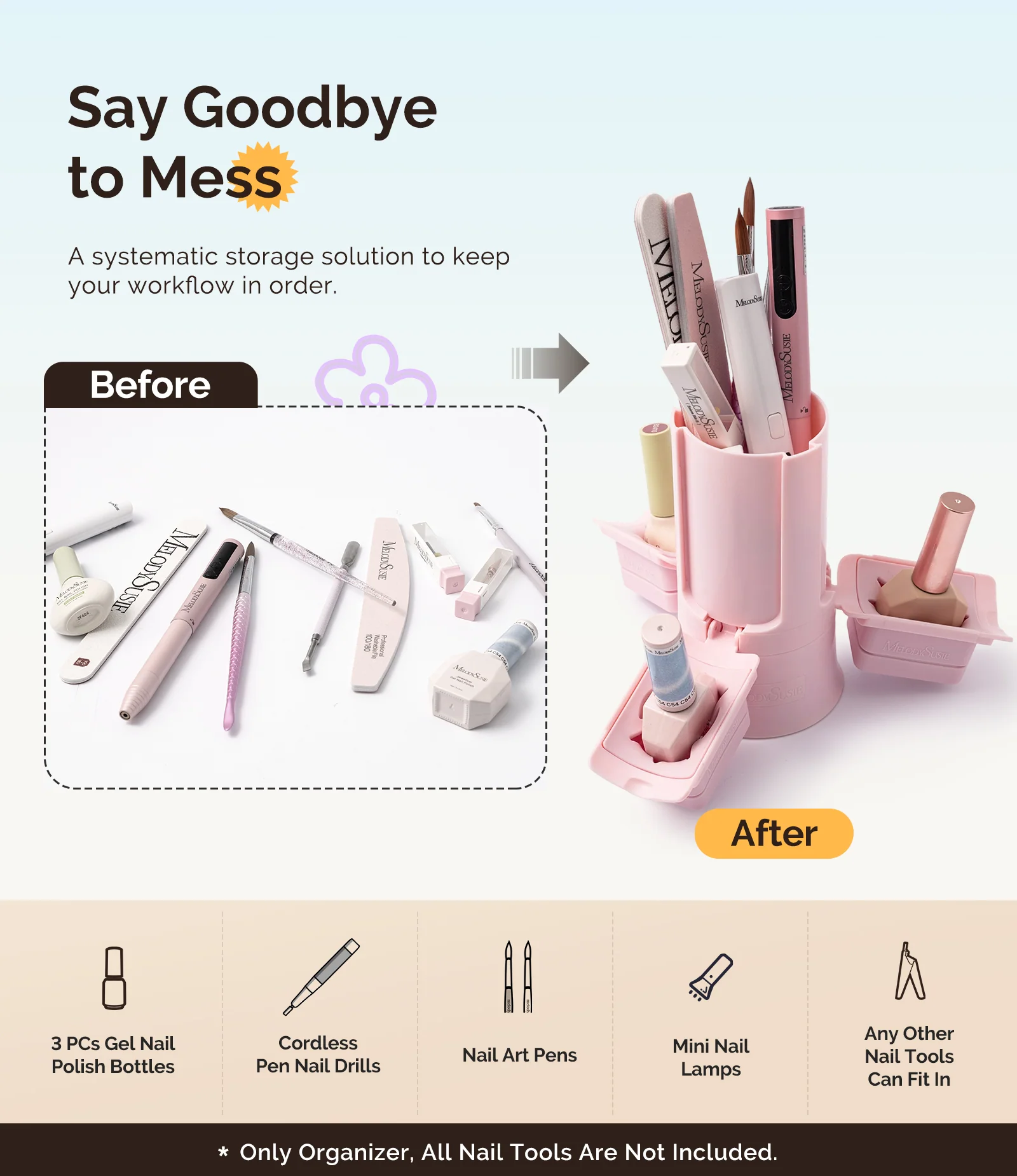 GelCarousel Rotatable Nail Art DIY Station, Pink Edition