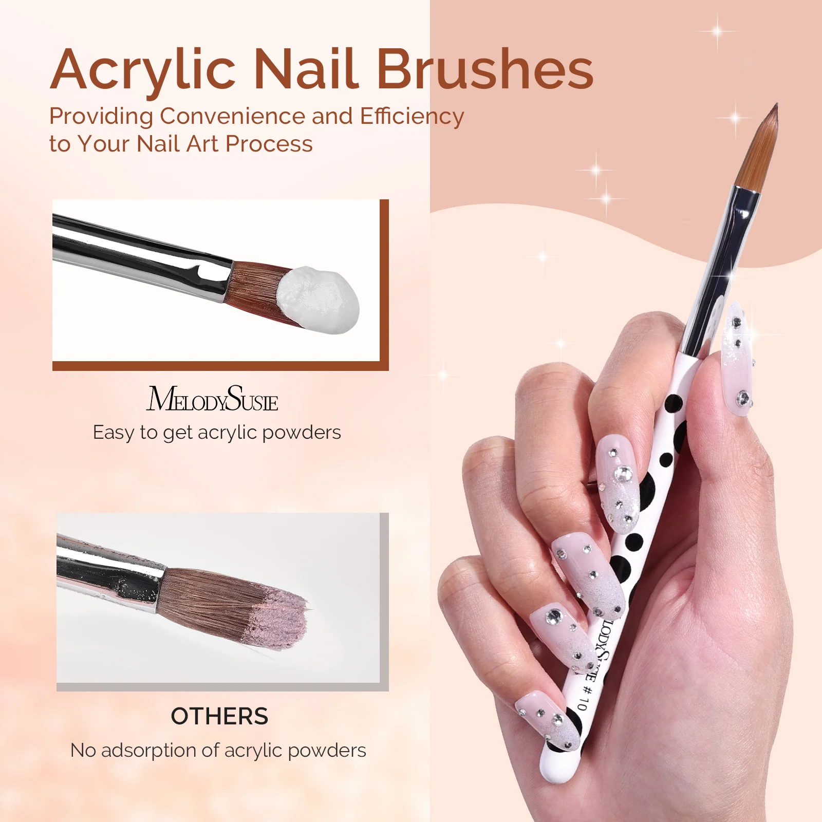 Acrylic Nail Brush Set 3Pcs in White for Acrylic Manicures