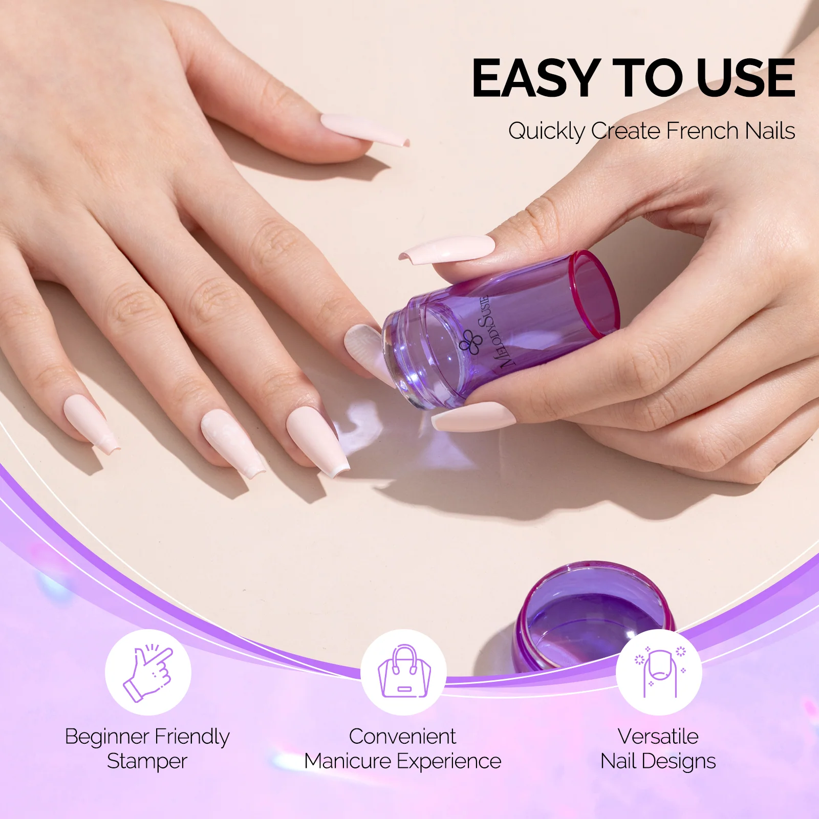 French Nail Stamper Kit 4PCS - Purple