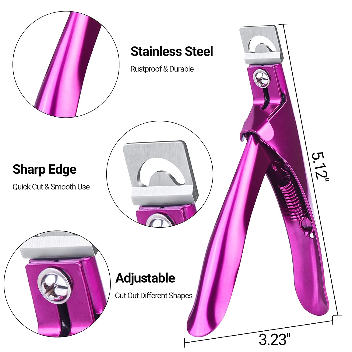 Acrylic Nail Clipper 3 in 3-in-1 Kit for Gel Polish and Cuticles