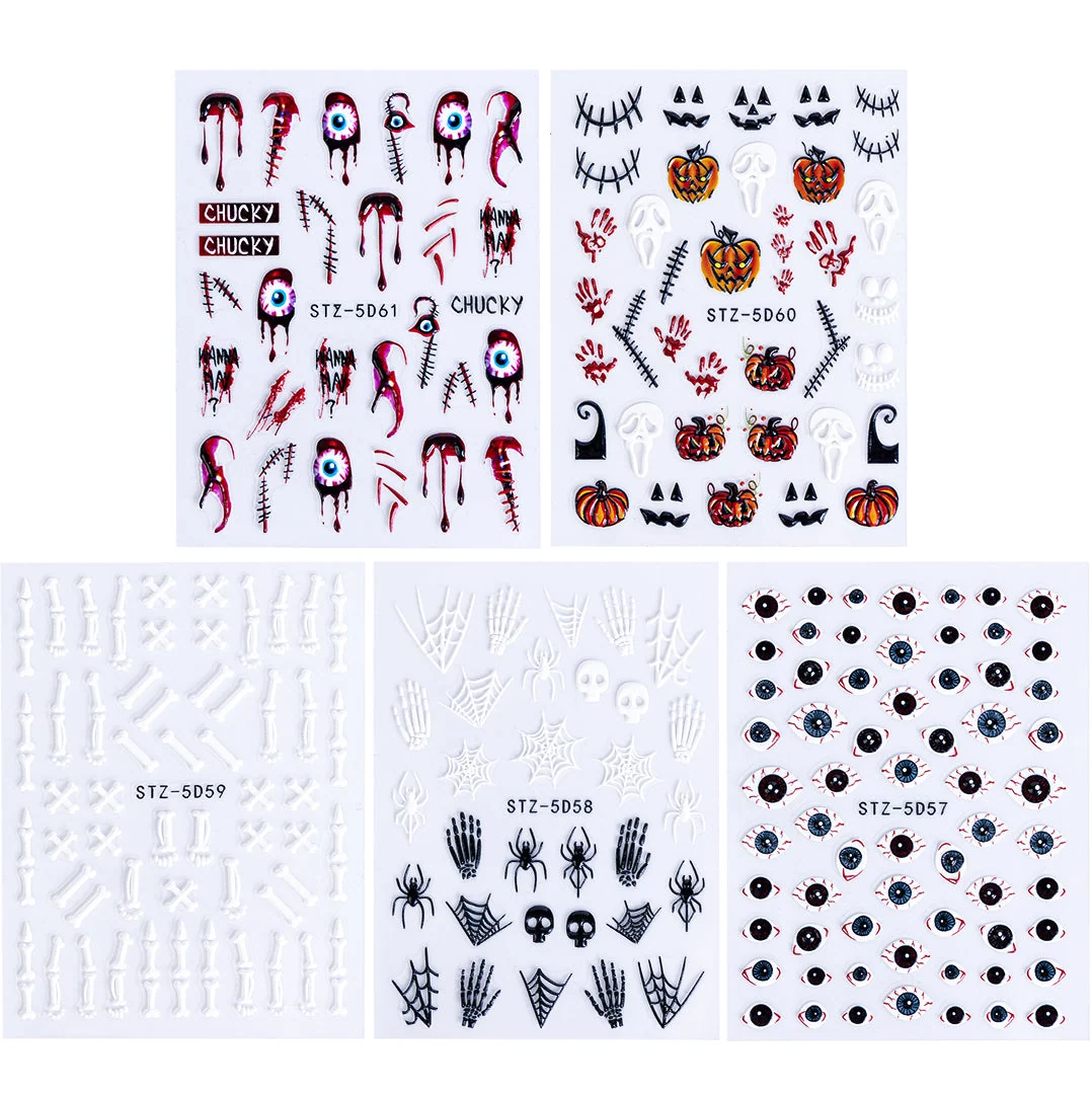 Halloween 3D Nail Art Stickers and Charms Set