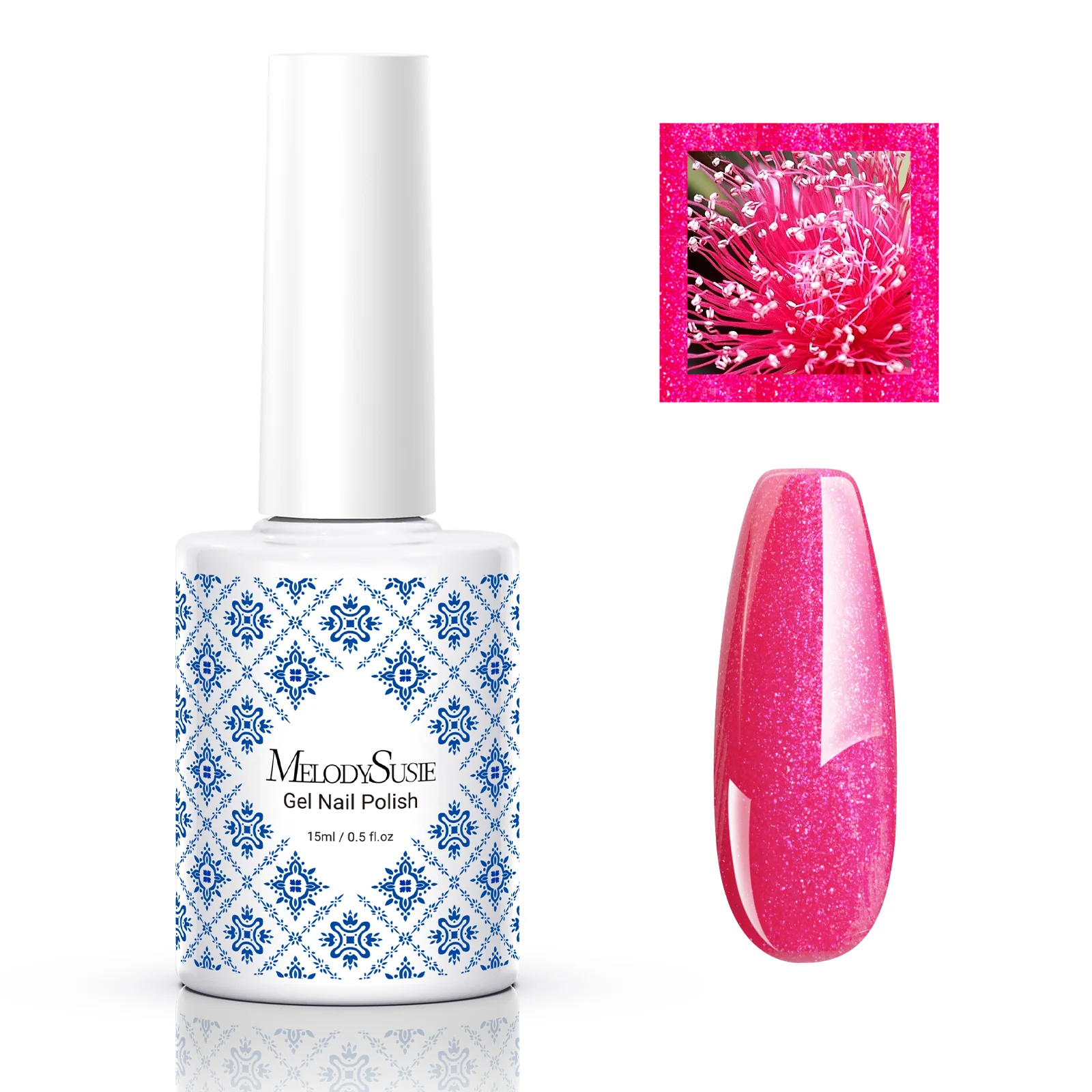 Fleurwee HEMA-Free & HPMA-Free & TPO-Free Gel Nail Polish Plant-based 0.5 fl oz/15ml - P55 Guava Glitter