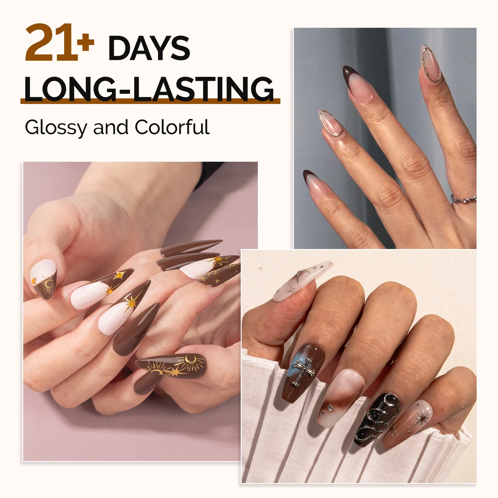 6 Colors TPO-Free Thick Gel Nail Polish Set 15ml - Chocolate Brown
