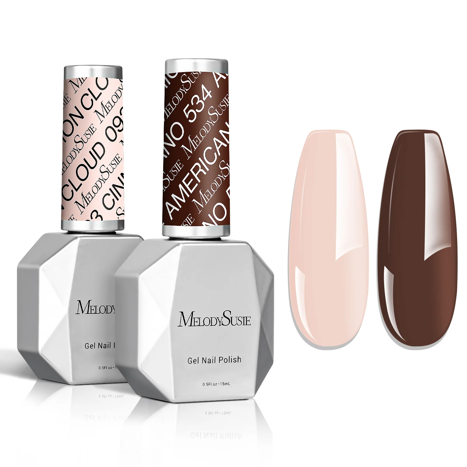 TPO-Free Thick Gel Nail Polish Nude Pink and Brown 2 Pack 15ml