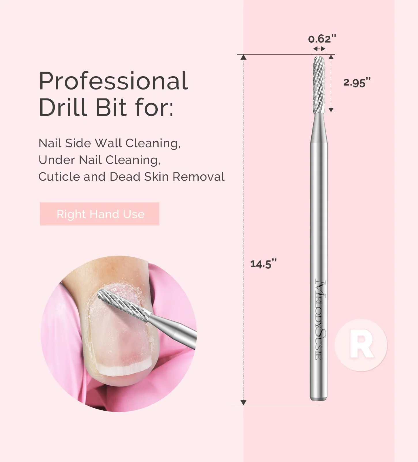 Small Round Barrel Tungsten Carbide Nail Drill Bit for Cuticle Prep