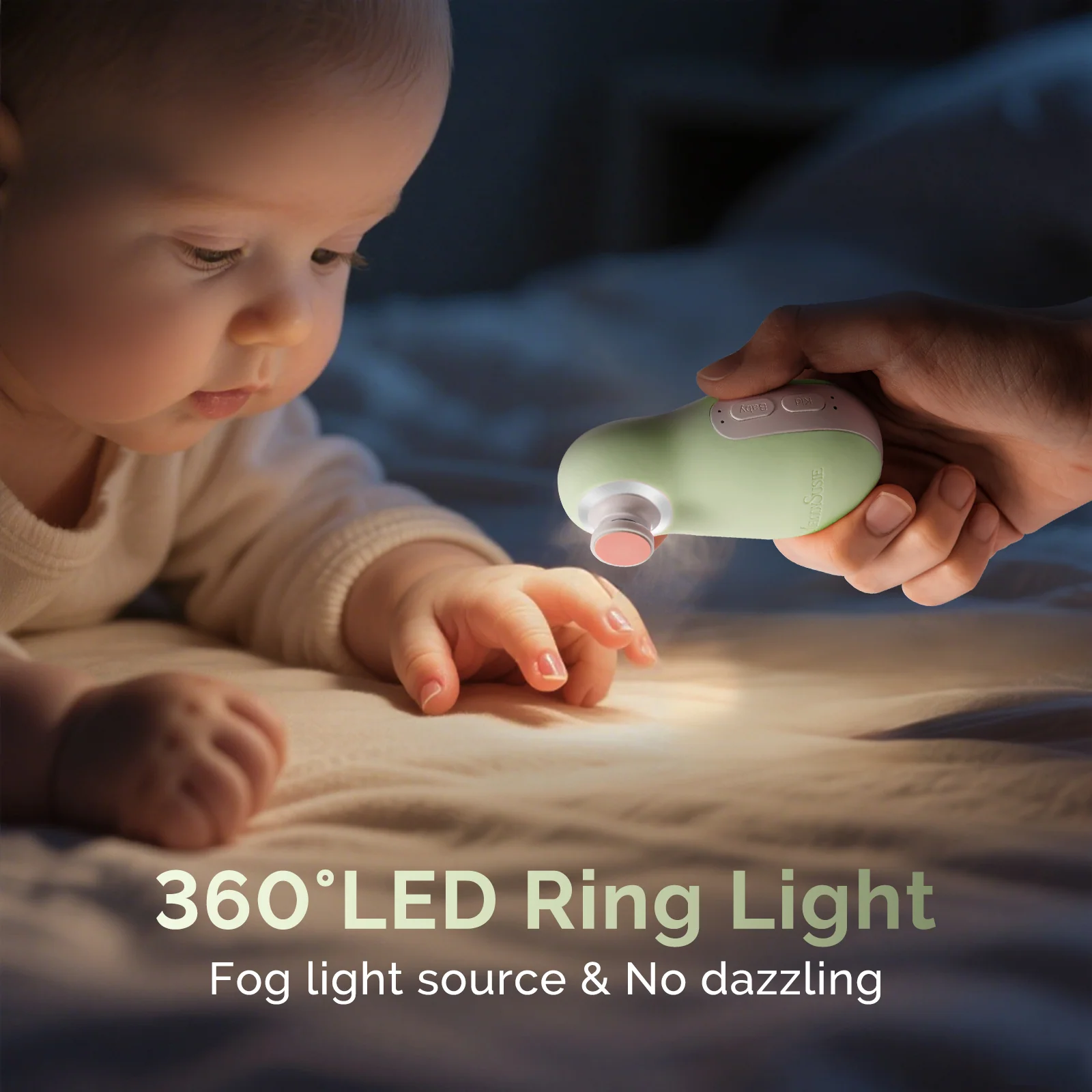 PC20F Rechargeable Baby Nail Trimmer in Green with LED Night Lamp