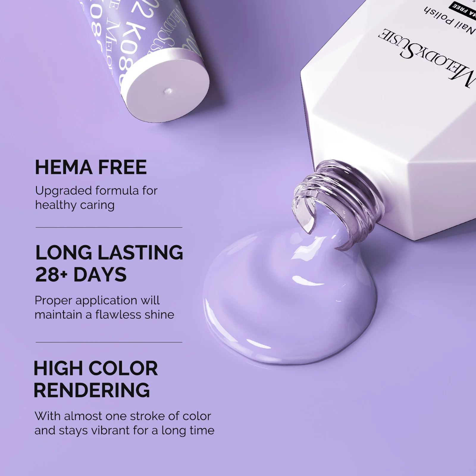 HEMA-Free Gel Nail Polish 0.5 fl oz/15ml - K0802 Thick Light Purple