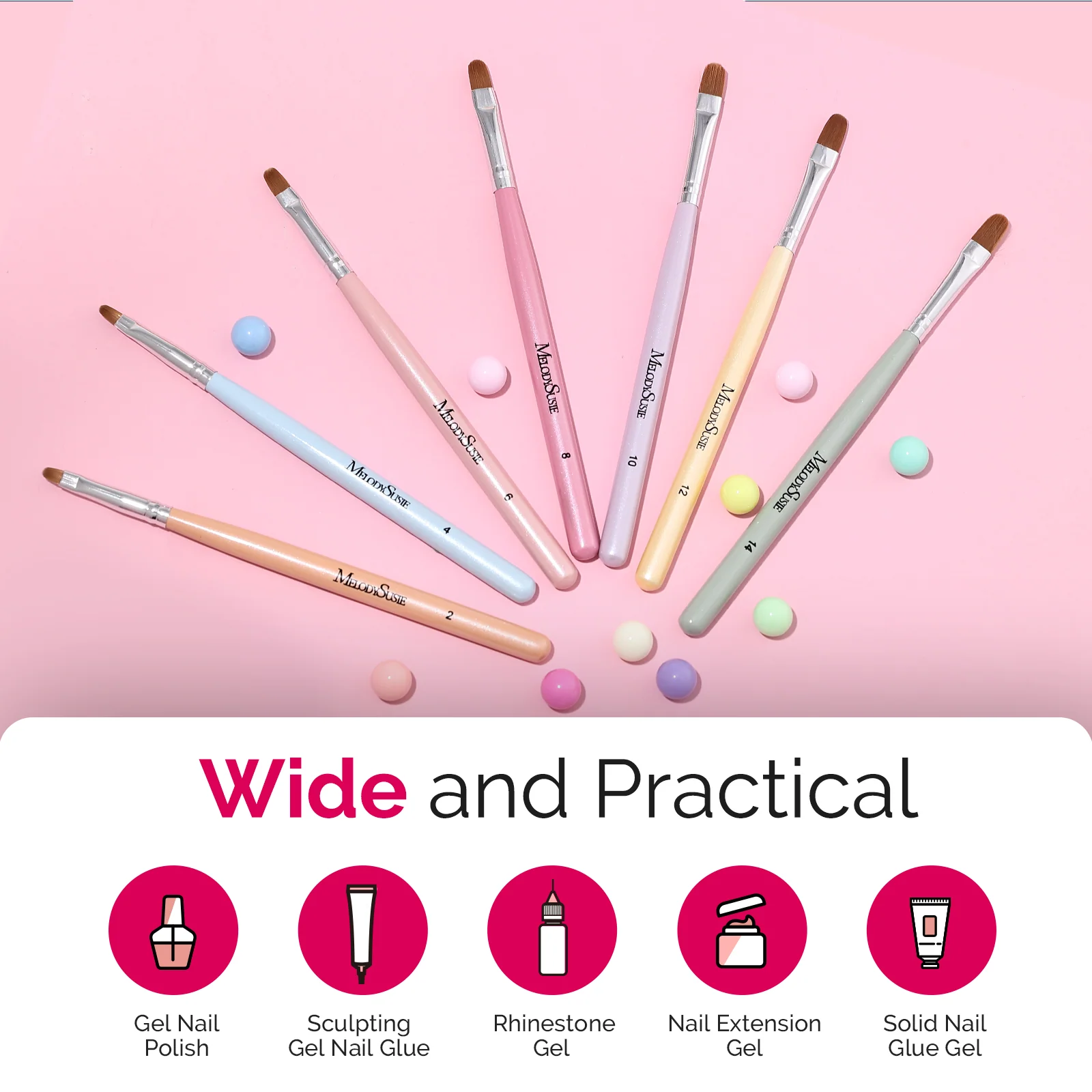 Gel Nail Art Brush Set, 7 Pieces for Detailed Nail Work