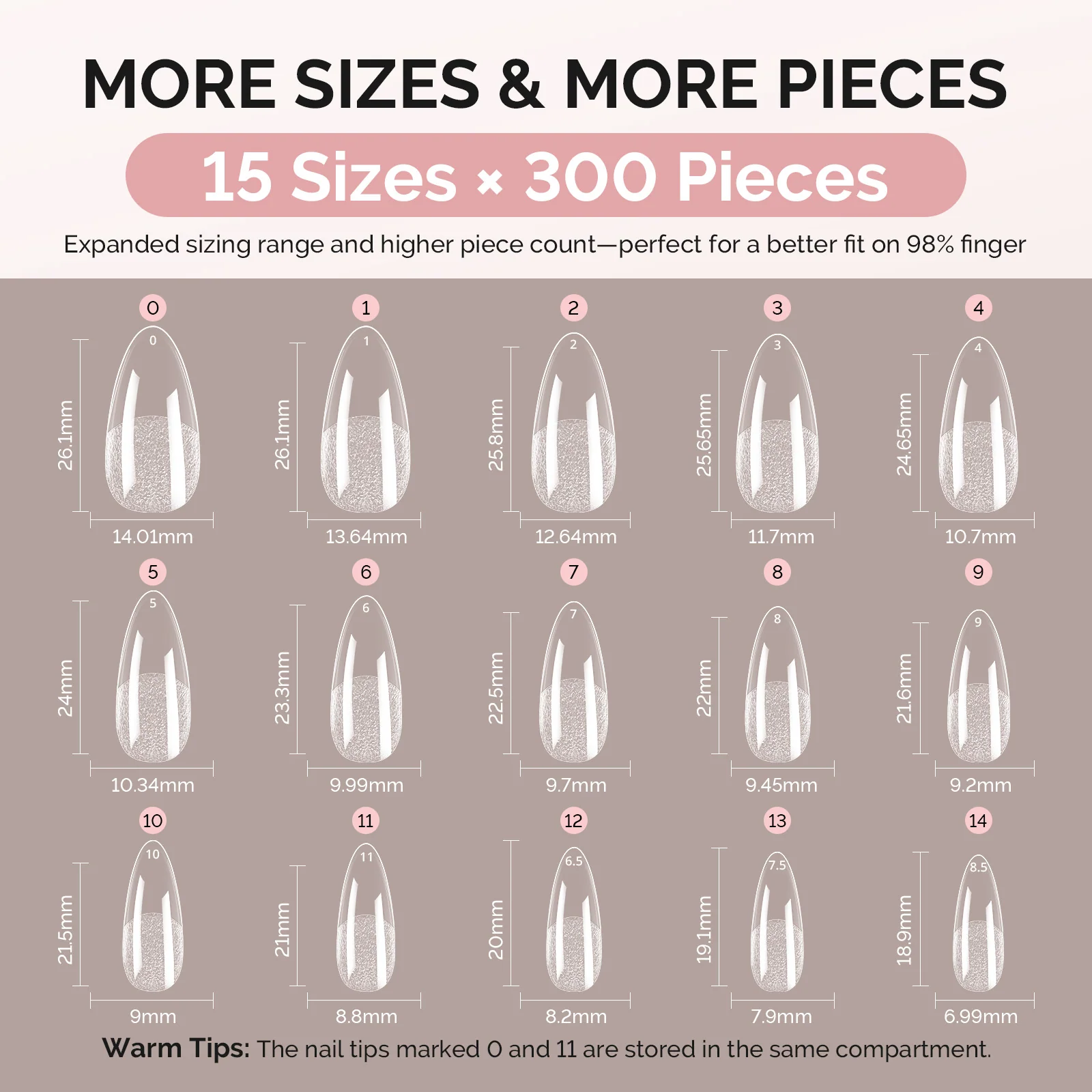 300Pcs Half Matte Clear Acrylic Full Cover Nail Tips