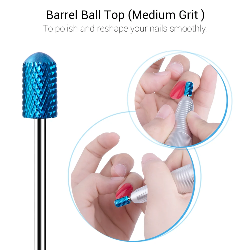 Blue Carbide Nail Drill Bits Set 7pcs 3/32 Inch Shank