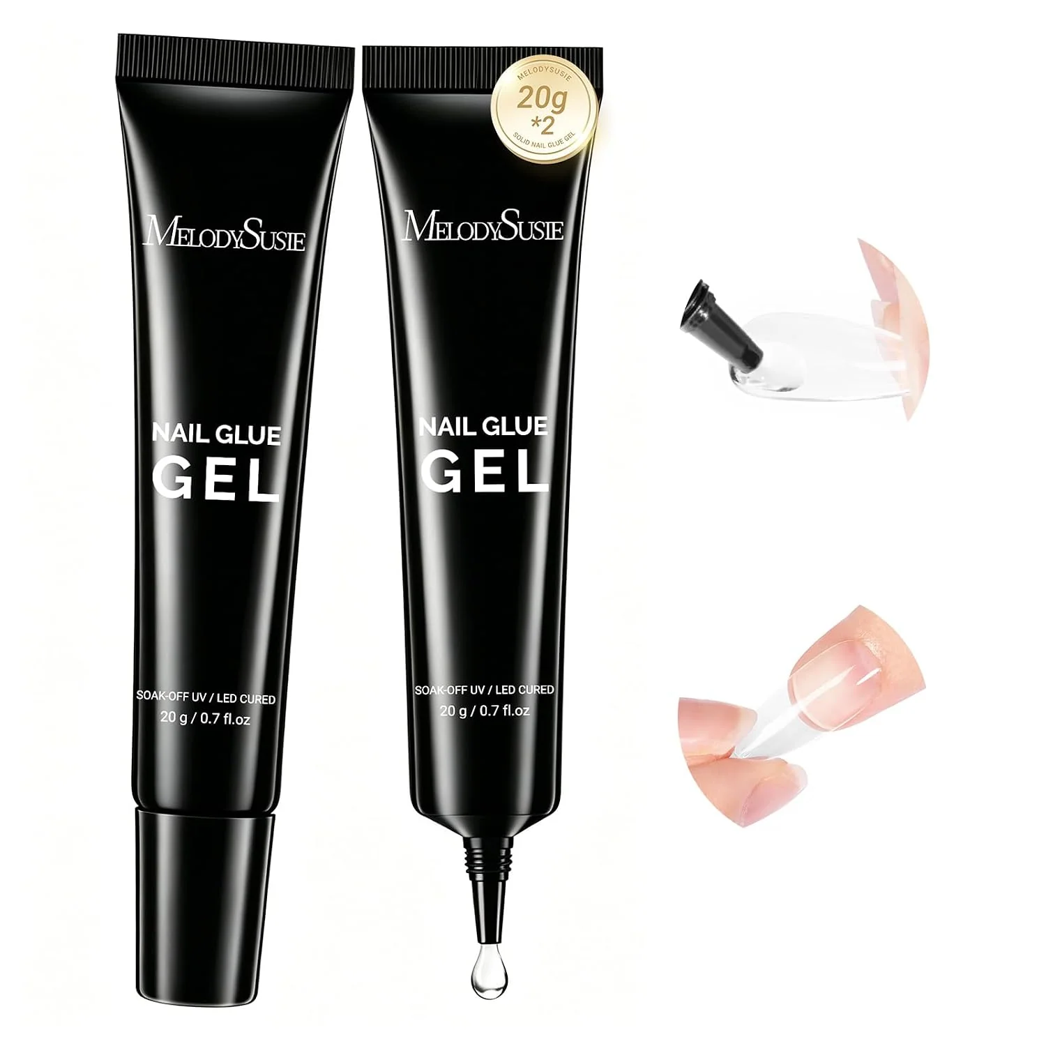 Solid Nail Glue Gel 20g 2Pcs